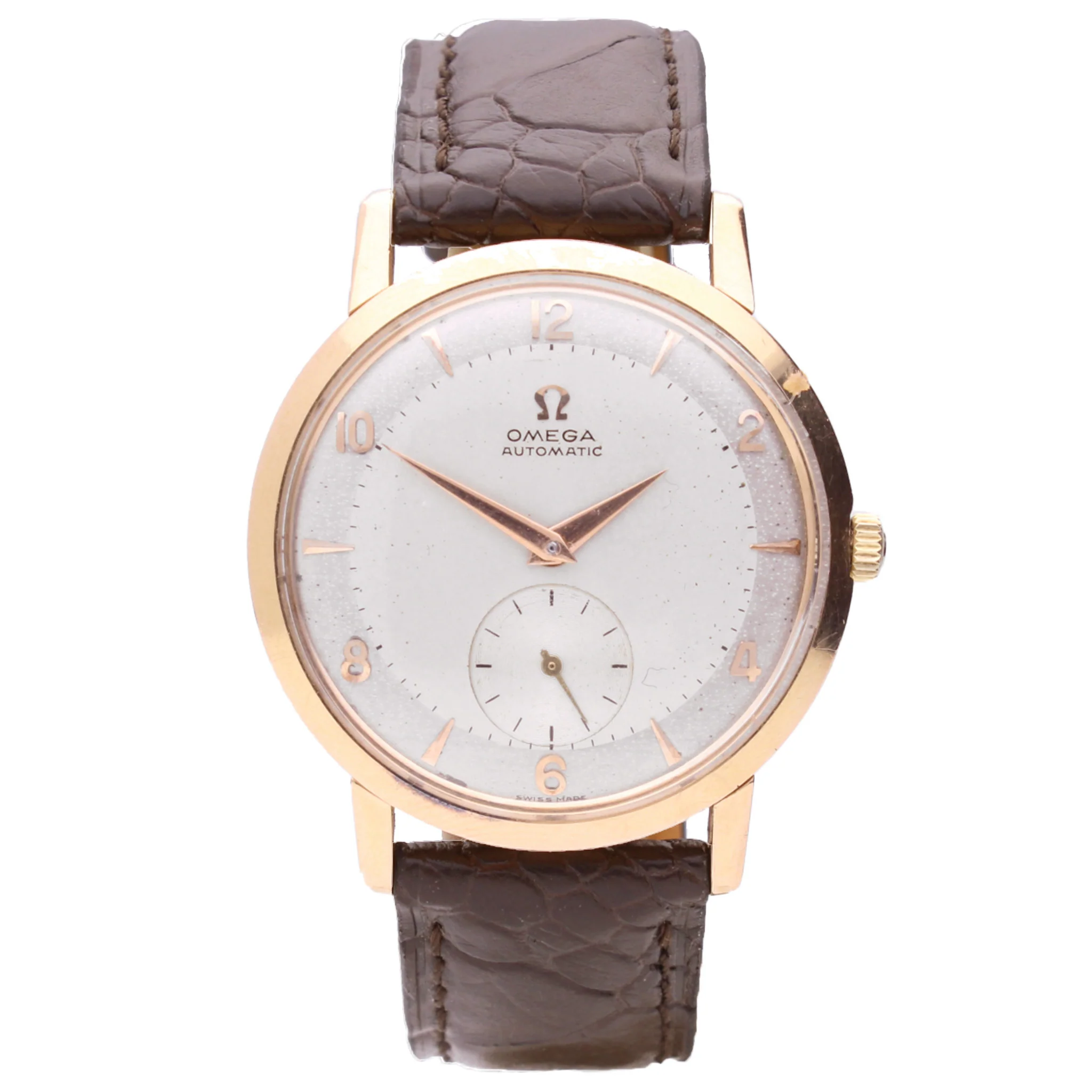18ct rose gold OMEGA automatic dress wristwatch. Made 1958