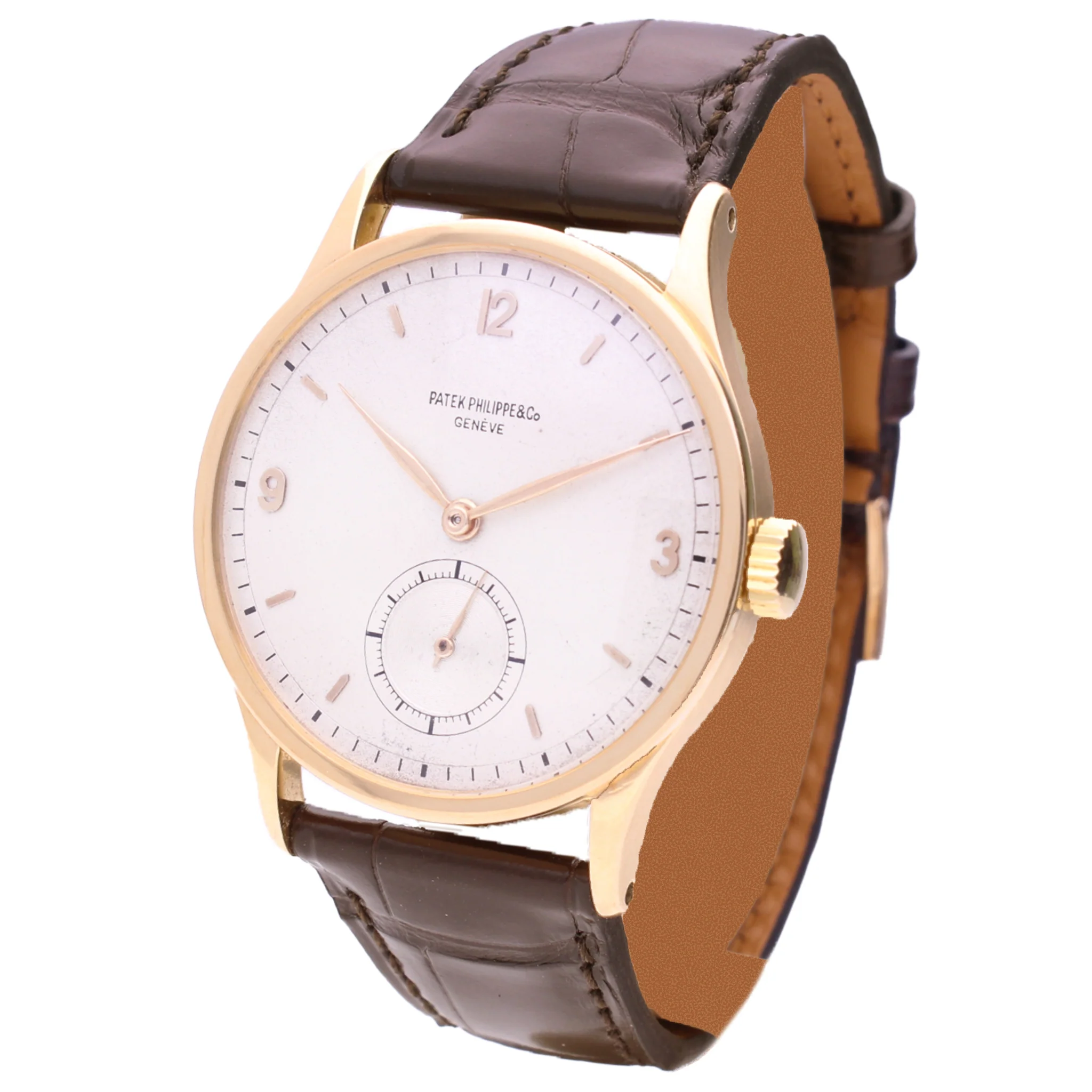 18ct rose gold Patek Philippe ref. 570 Calatravone wristwatch. Made 1946 - Image 2