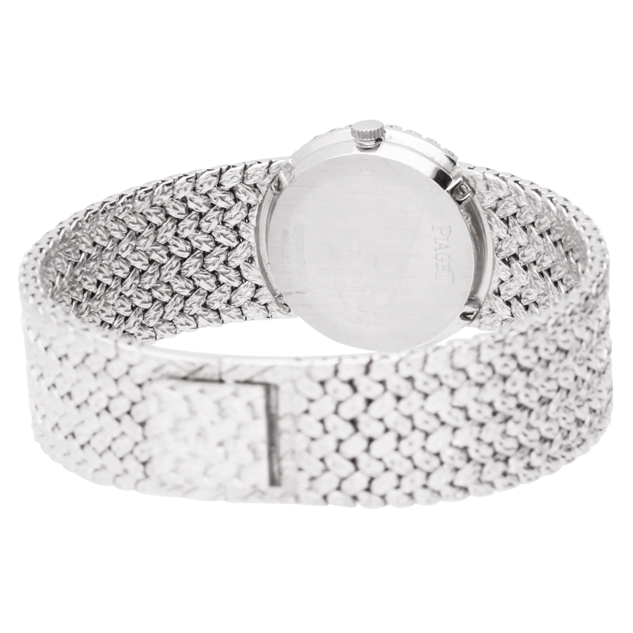 18ct white gold Piaget bracelet watch with onyx & diamond set dial. Made 1970 - Image 4