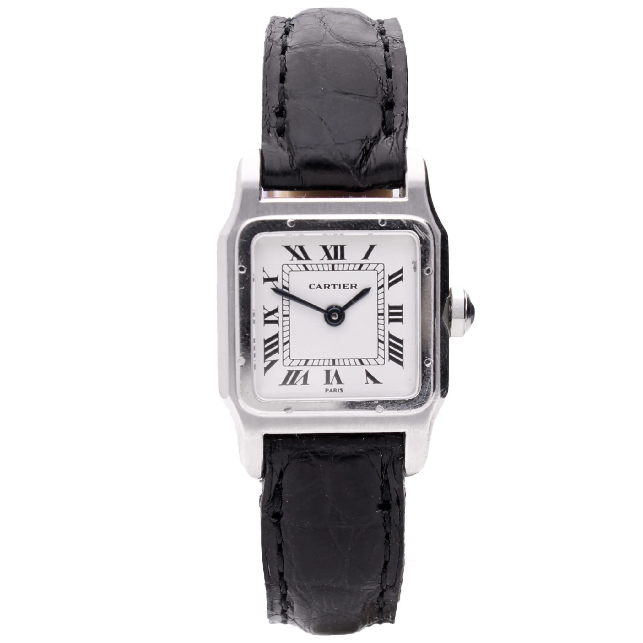 18ct white gold Cartier Santos Dumont wristwatch. Made 1975