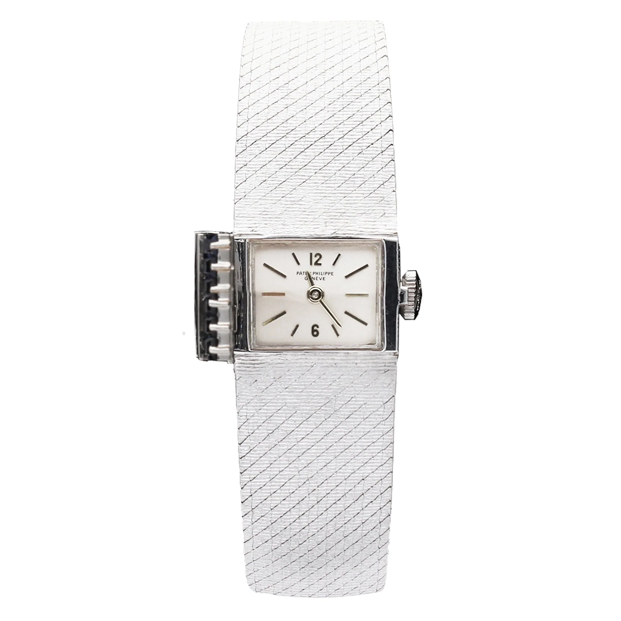 18ct white gold Patek Philippe ref. 3319 diamond & sapphire set bracelet watch. Made 1967 - Image 4