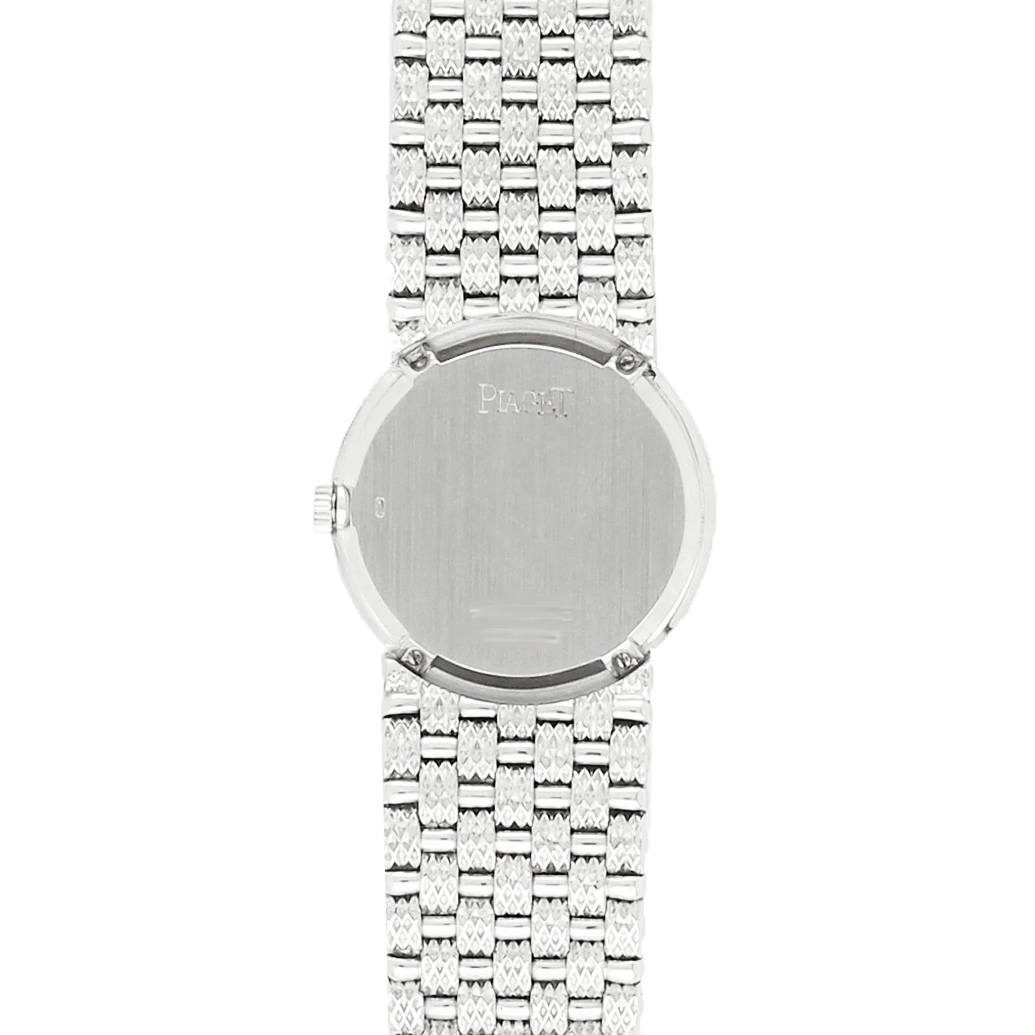 18ct white gold Piaget ref. 926 'round cased' bracelet watch with lapis lazuli dial and diamond set bezel. Made 1970's - Image 4