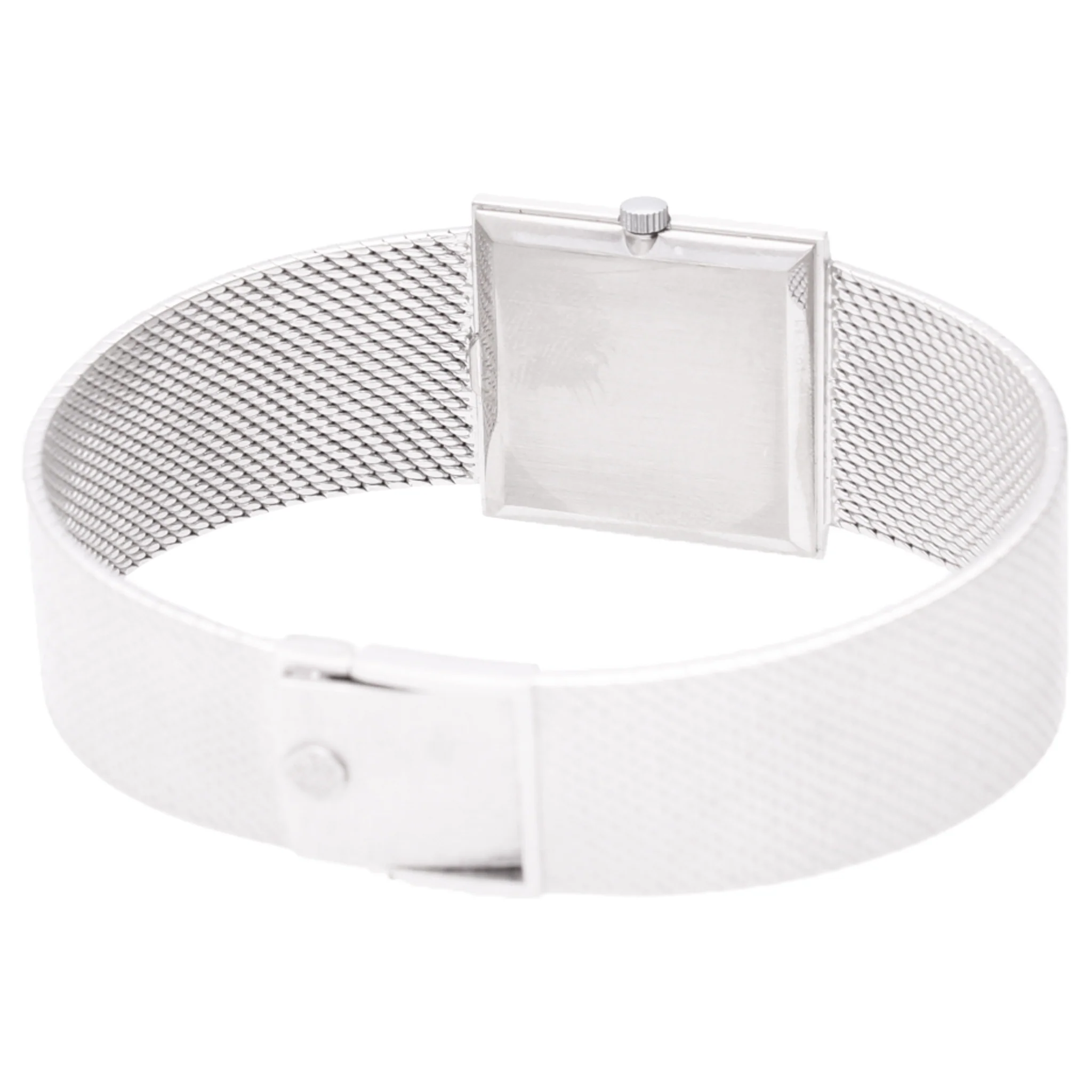 18ct white gold Patek Philippe ref. 3571/1 rectangular case wristwatch with blue textured dial. Made 1973 - Image 4