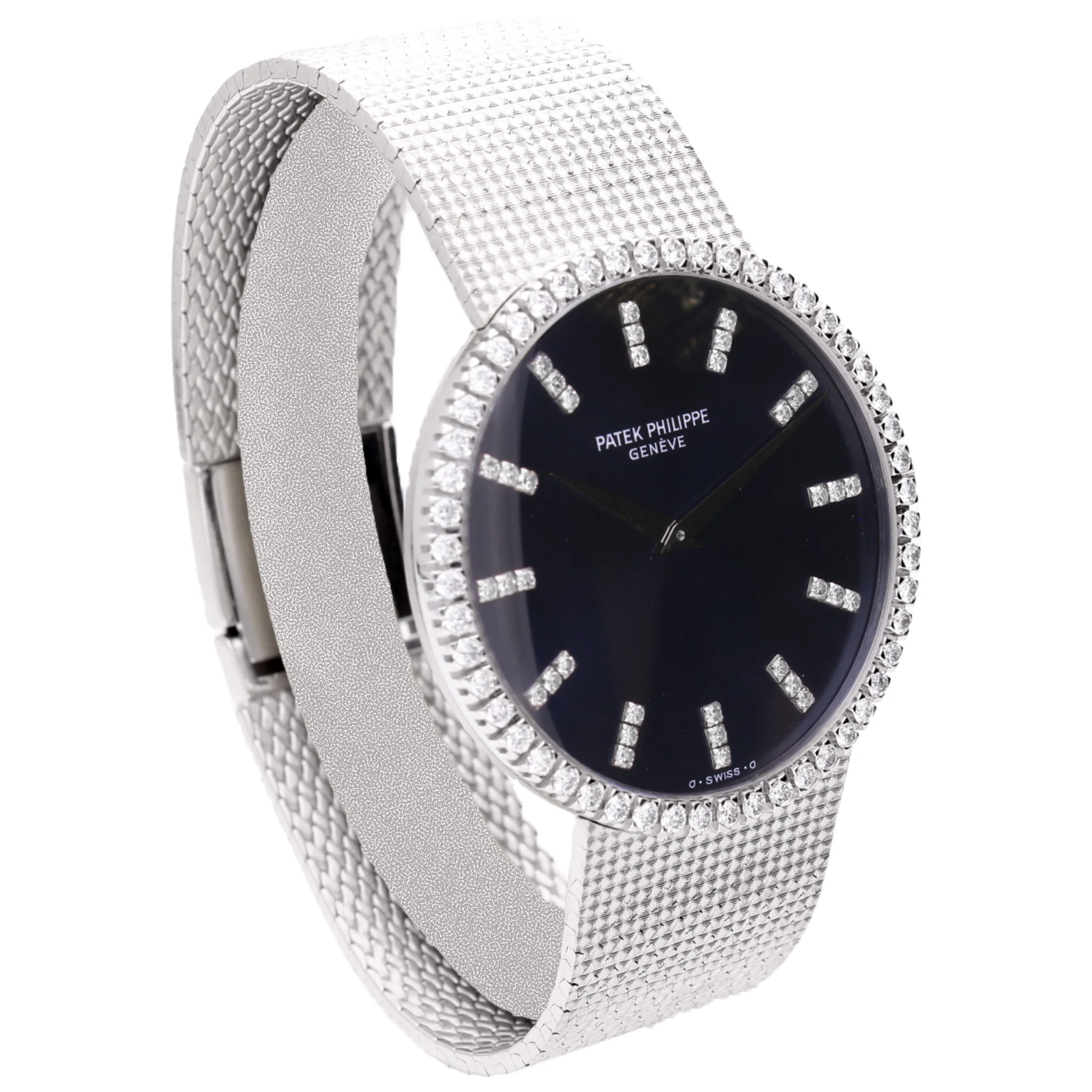 18ct white gold Patek Philippe ref. 3588/7 Automatic bracelet watch with cobalt blue dial. Made 1978 - Image 3