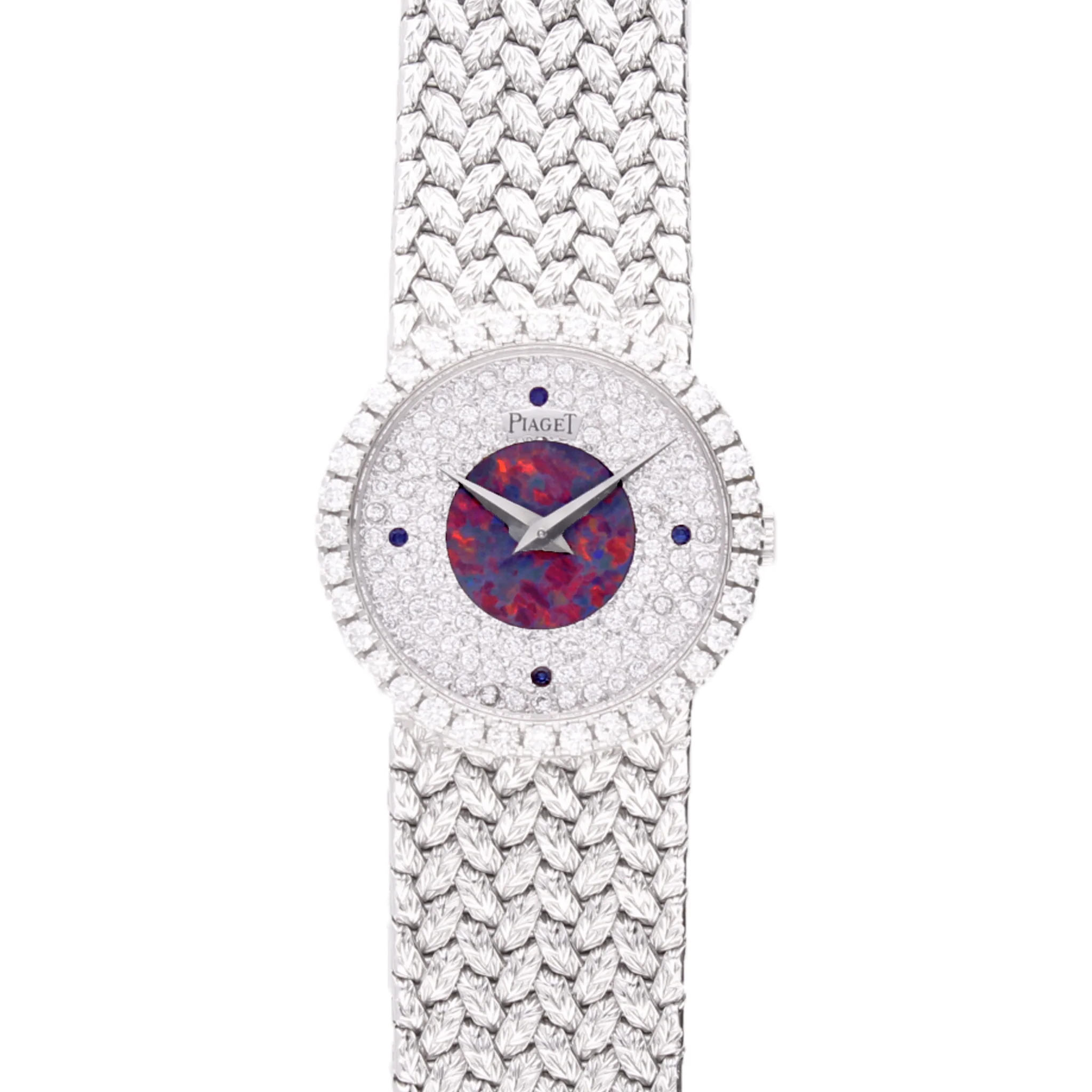 18ct white gold Piaget ref. 9706 opal and pave diamond dial bracelet watch. Made 1970 - Image 5