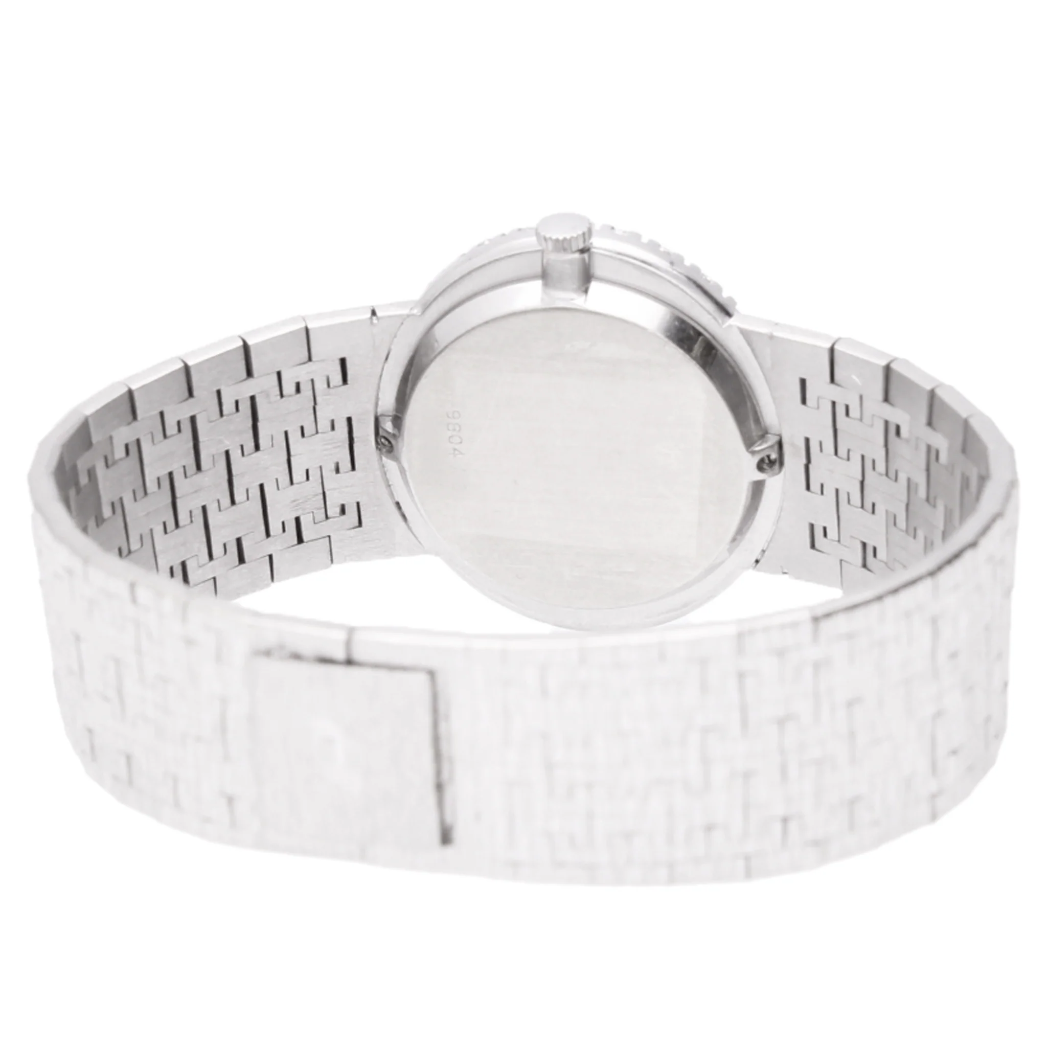 18ct white gold Piaget ref. 9804 bracelet watch with lapis lazuli dial and diamond set bezel with sapphire quarters. Made 1970 - Image 4