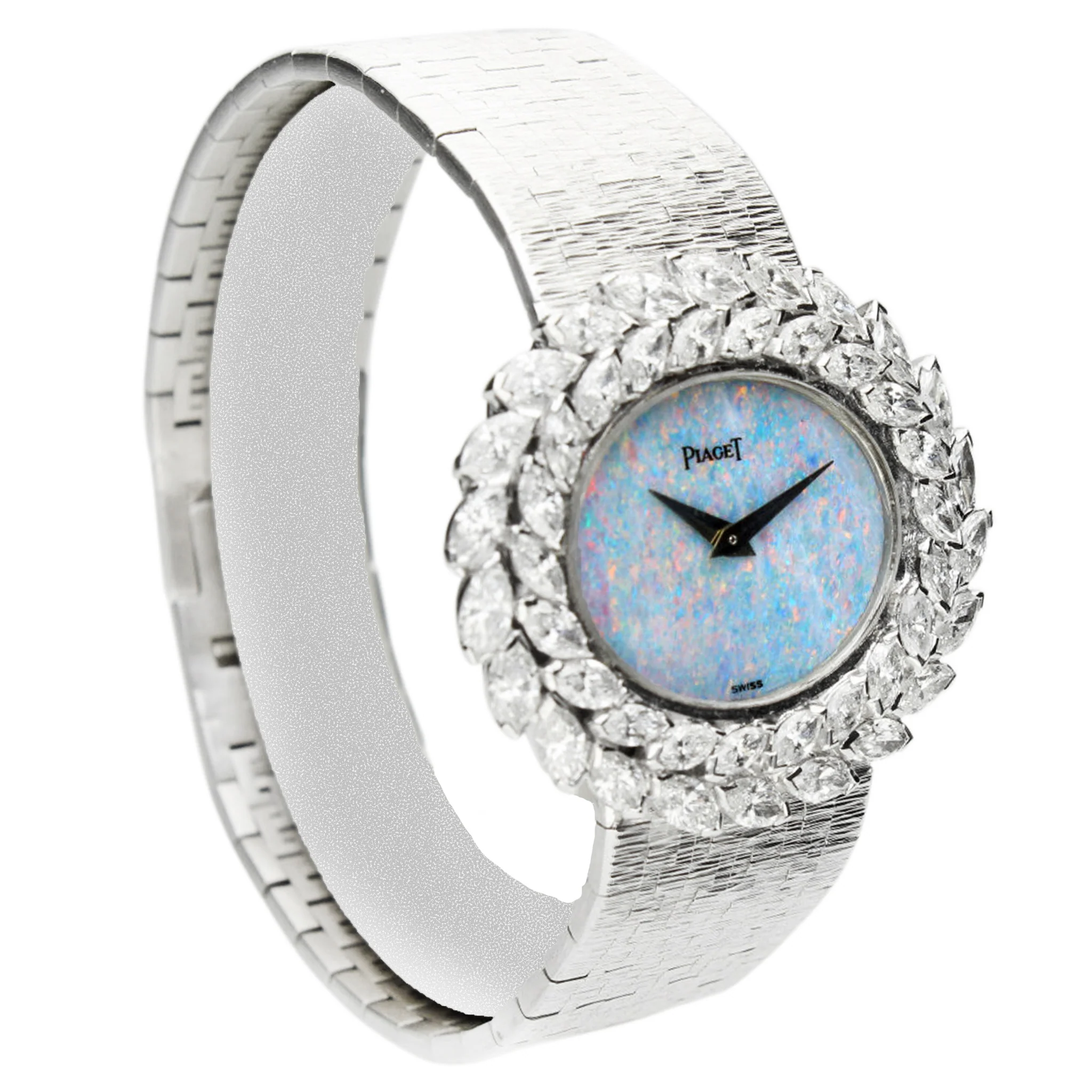 18ct white gold and diamond set Piaget ref. 9385 bracelet watch with opal dial. Made 1972 - Image 3