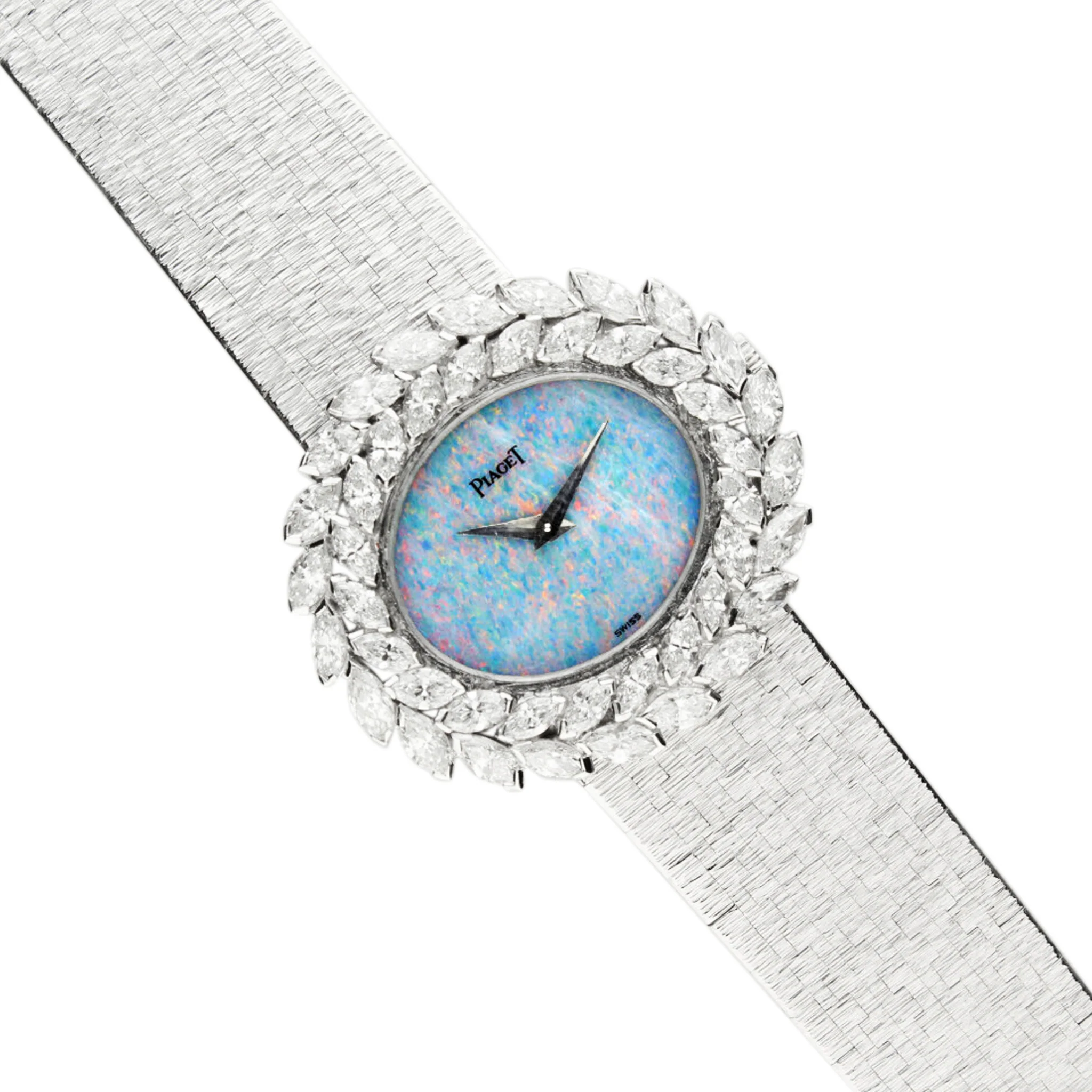 18ct white gold and diamond set Piaget ref. 9385 bracelet watch with opal dial. Made 1972 - Image 4