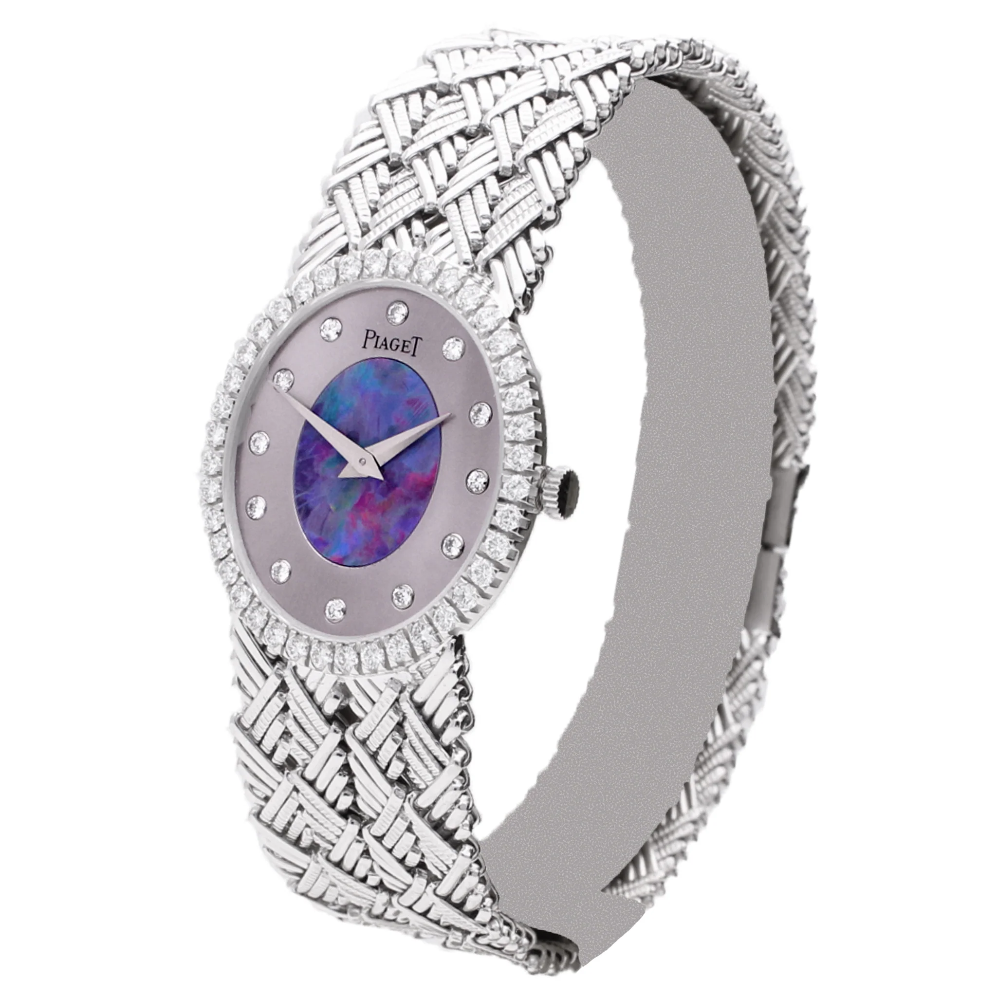 18ct white gold Piaget ref. 9826 opal/pearl set dial and diamond set bezel bracelet watch. Made 1970 - Image 2