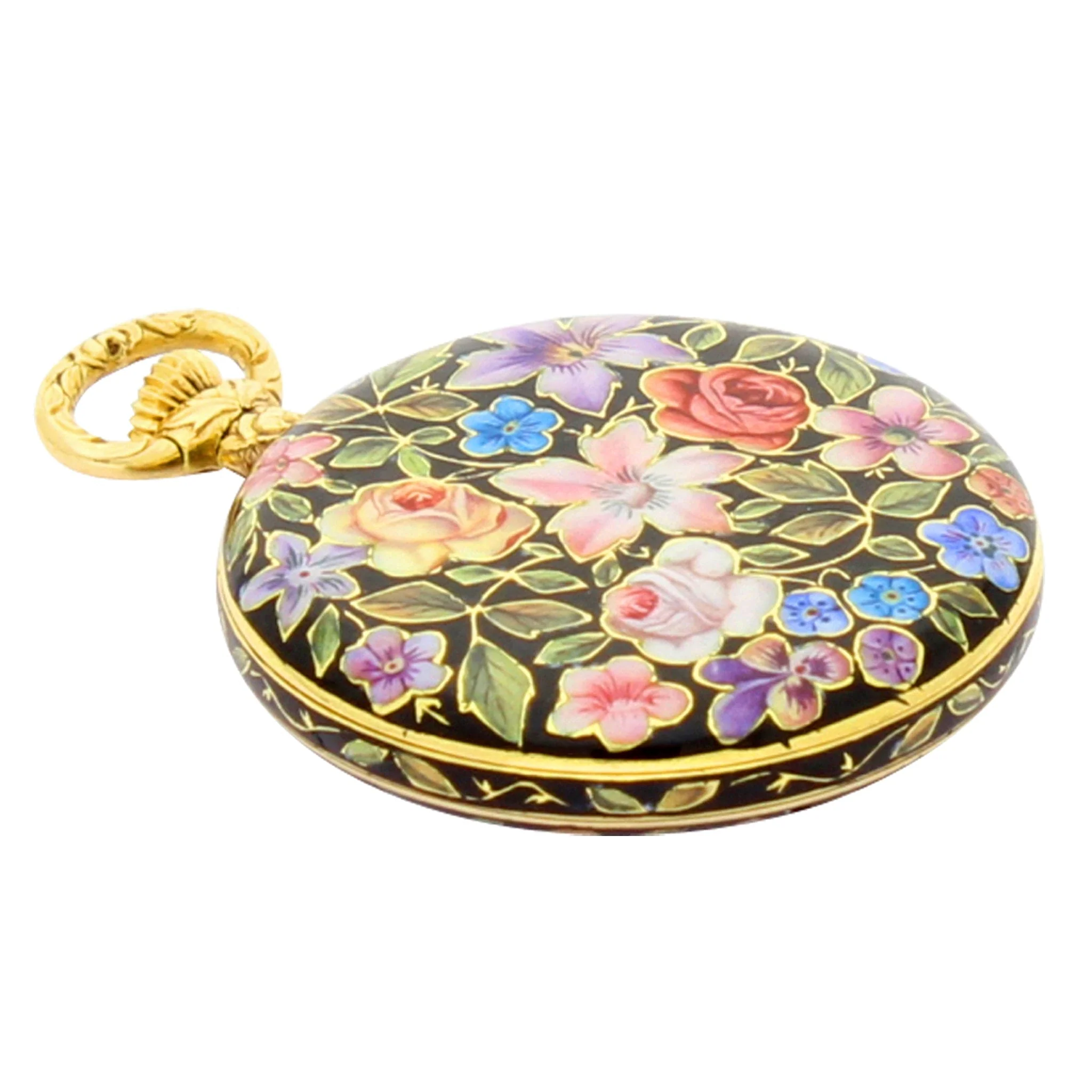 18ct yellow gold Agassiz, enamel cased Cloisonné fob watch - made for the Chinese market. Circa 1890 - Image 3