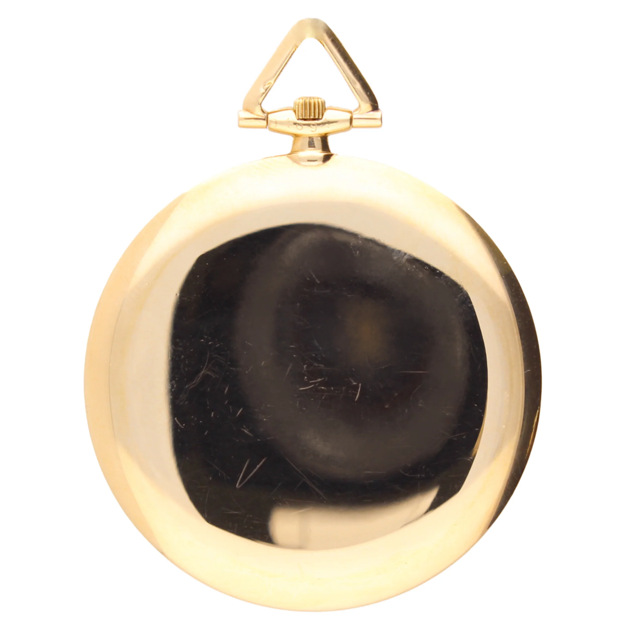 (SOLD) 18ct yellow gold Cartier 'Knife Edge' open face pocket watch and chain. Made 1925 - Image 2