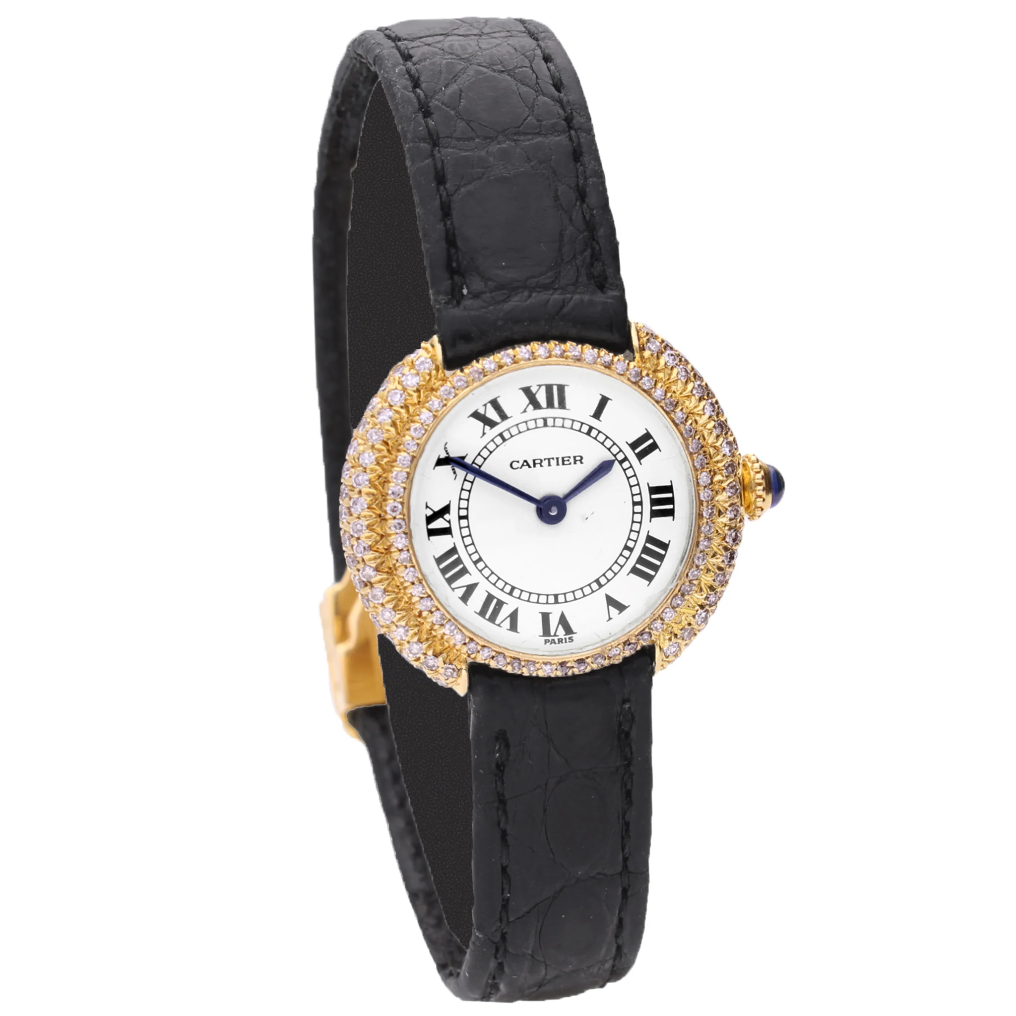 18ct yellow gold Cartier ref. 6708 diamond set Vendôme wristwatch. Made 1980 - Image 3