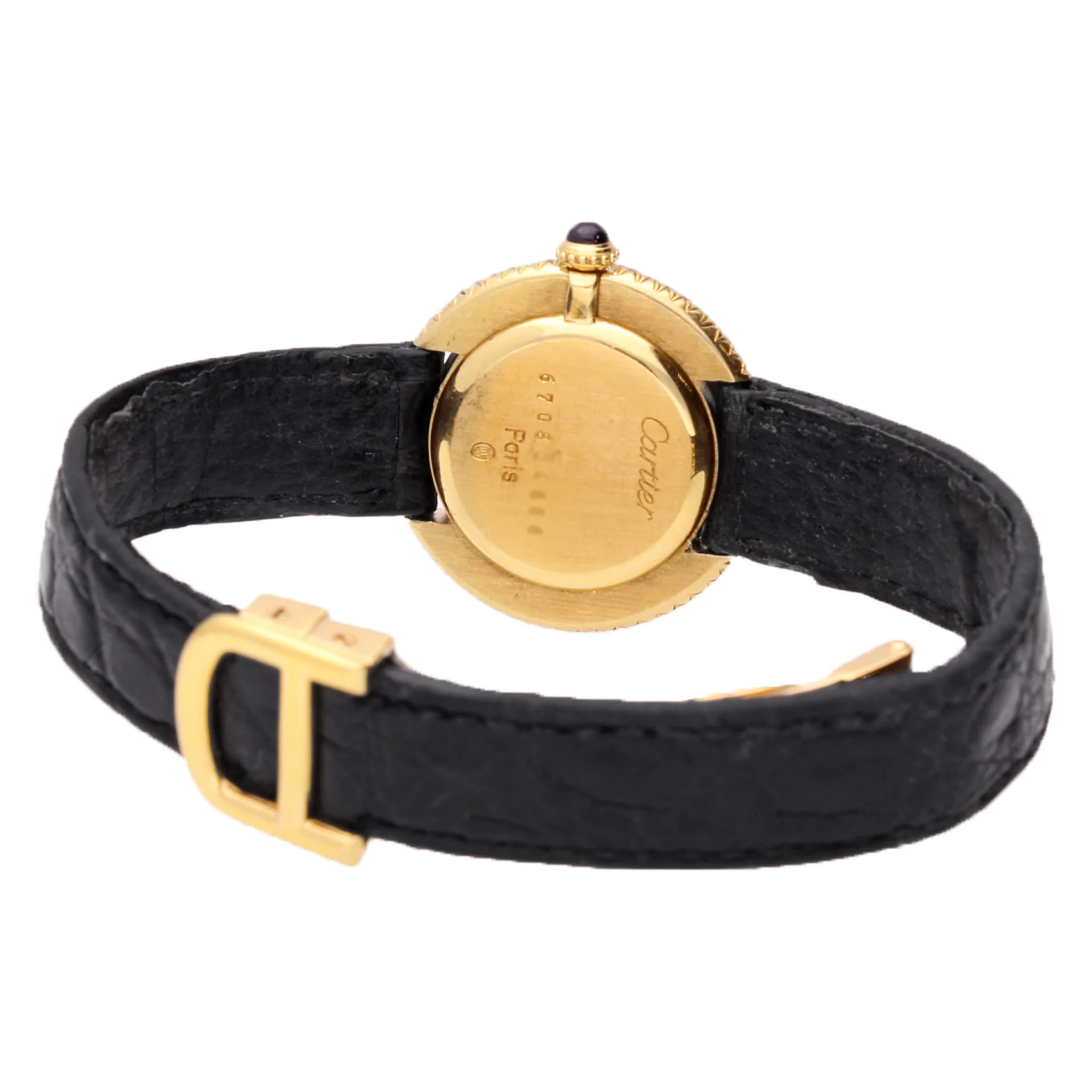 18ct yellow gold Cartier ref. 6708 diamond set Vendôme wristwatch. Made 1980 - Image 4