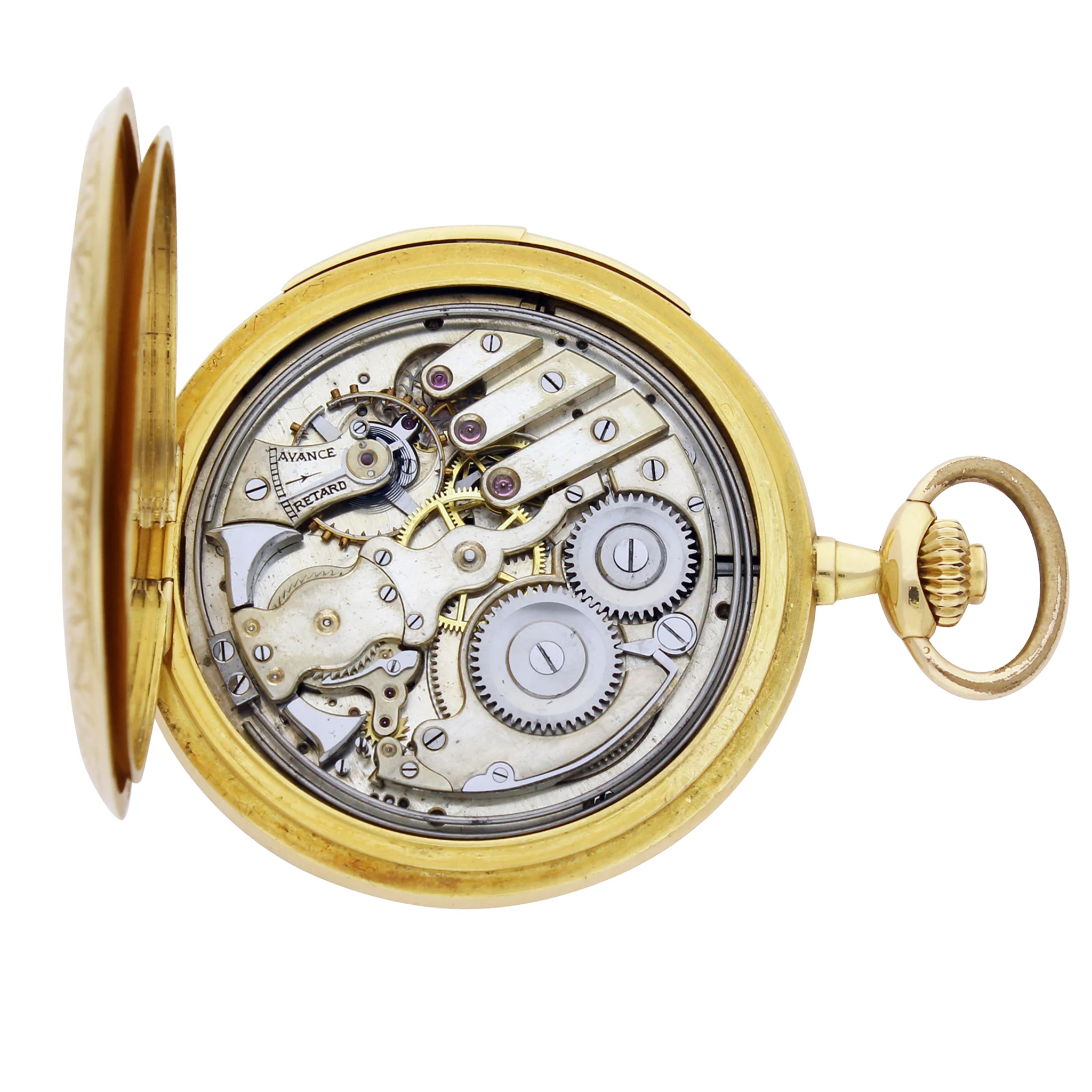 18ct yellow gold Vulcain, engraved full hunter minute repeating pocket watch. Circa 1890s - Image 3