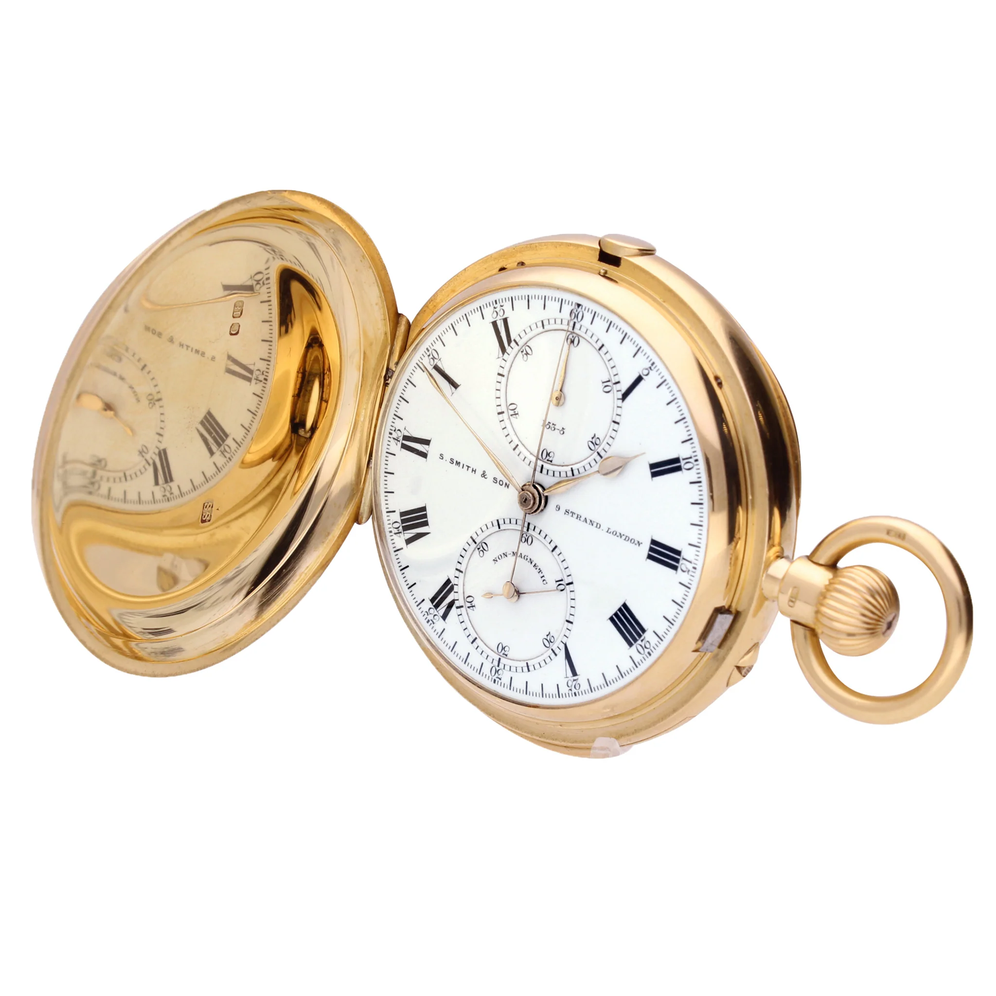 18ct yellow gold hunter case, keyless wind minute repeating chronograph pocket watch. Made 1898 - Image 3