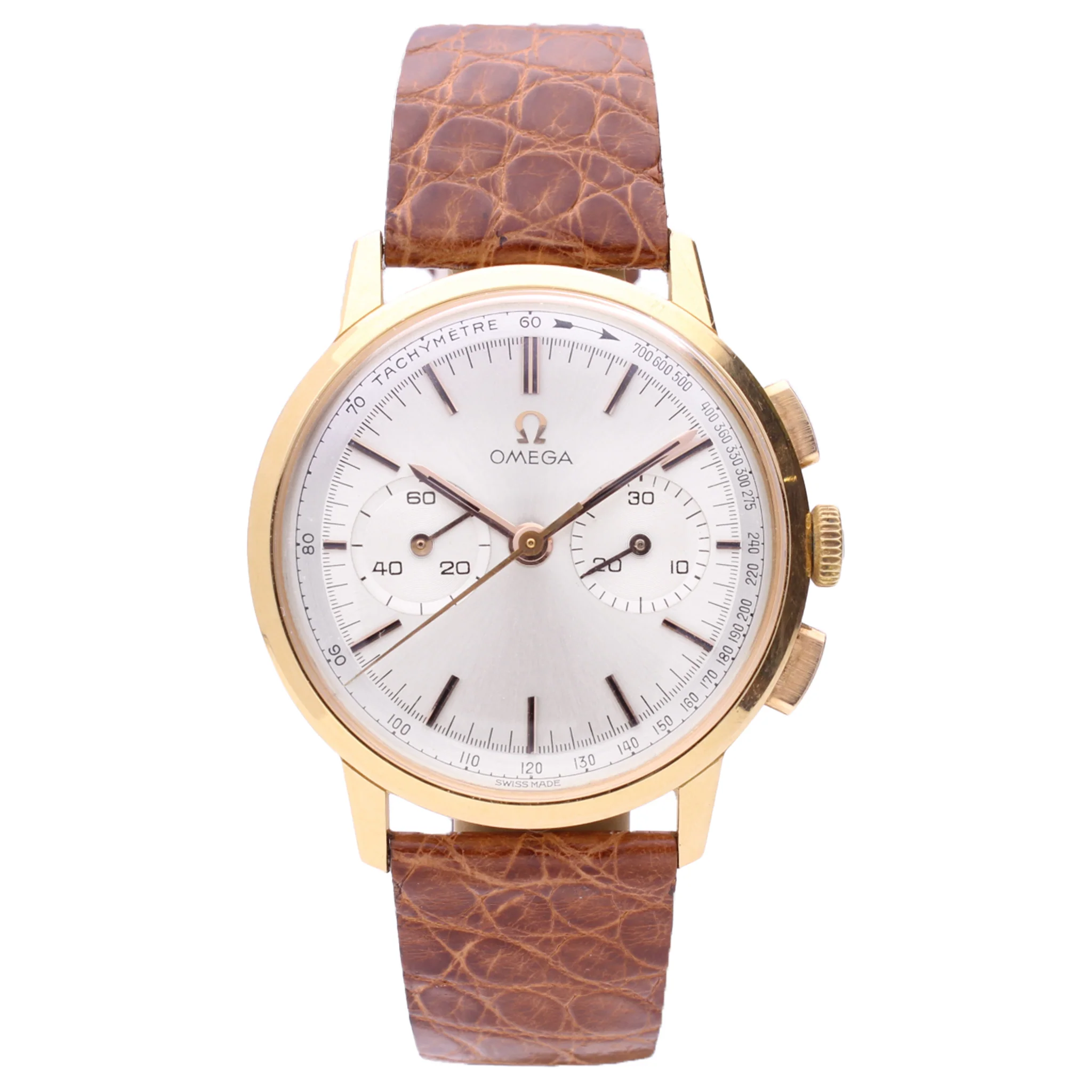 18ct yellow gold OMEGA chronograph wristwatch. Made 1963