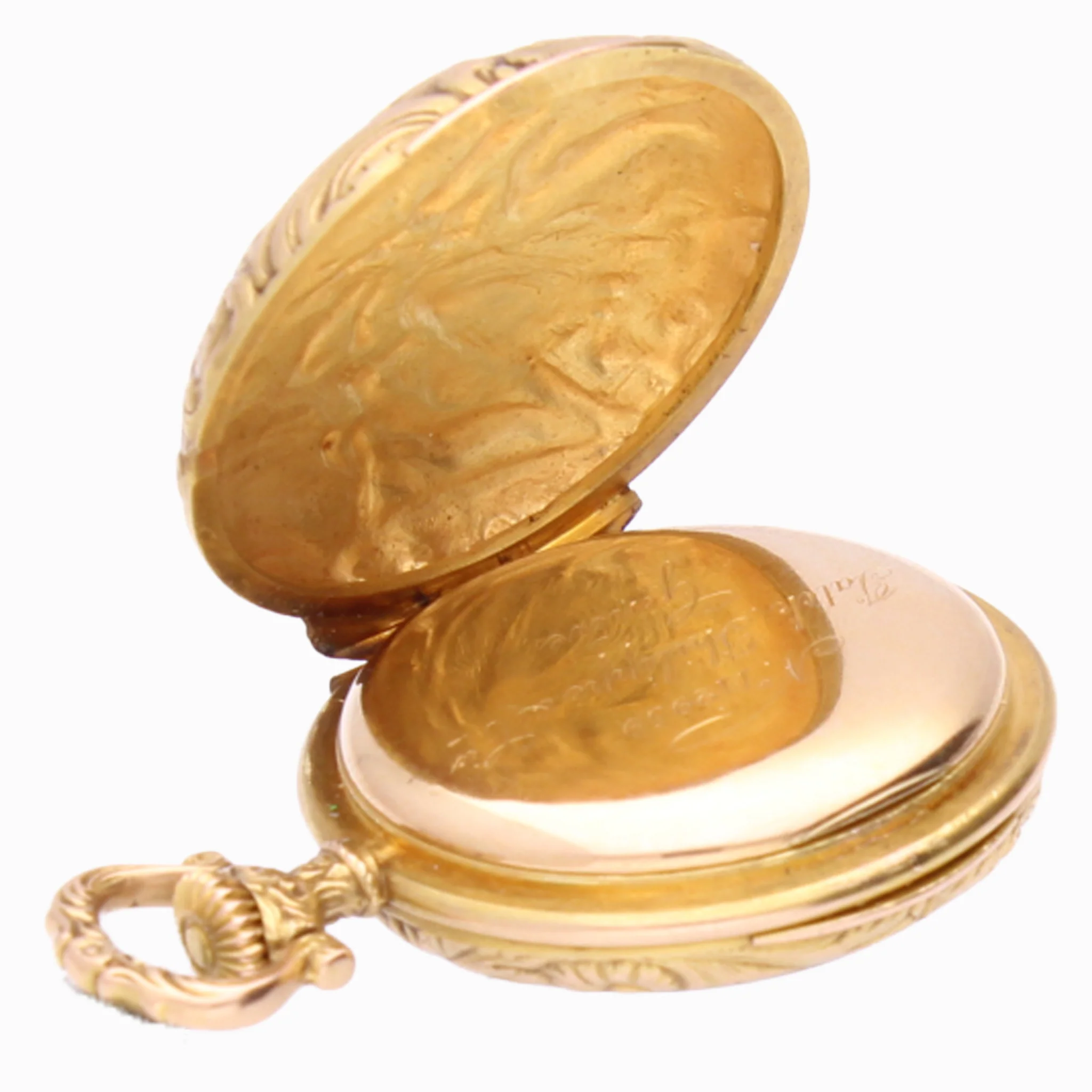 18ct yellow gold Patek Philippe Open face pocket watch with scene of "Hercule aux pieds d'Omphale' (Hercules at the feet of Omphale). Made 1899 - Image 3