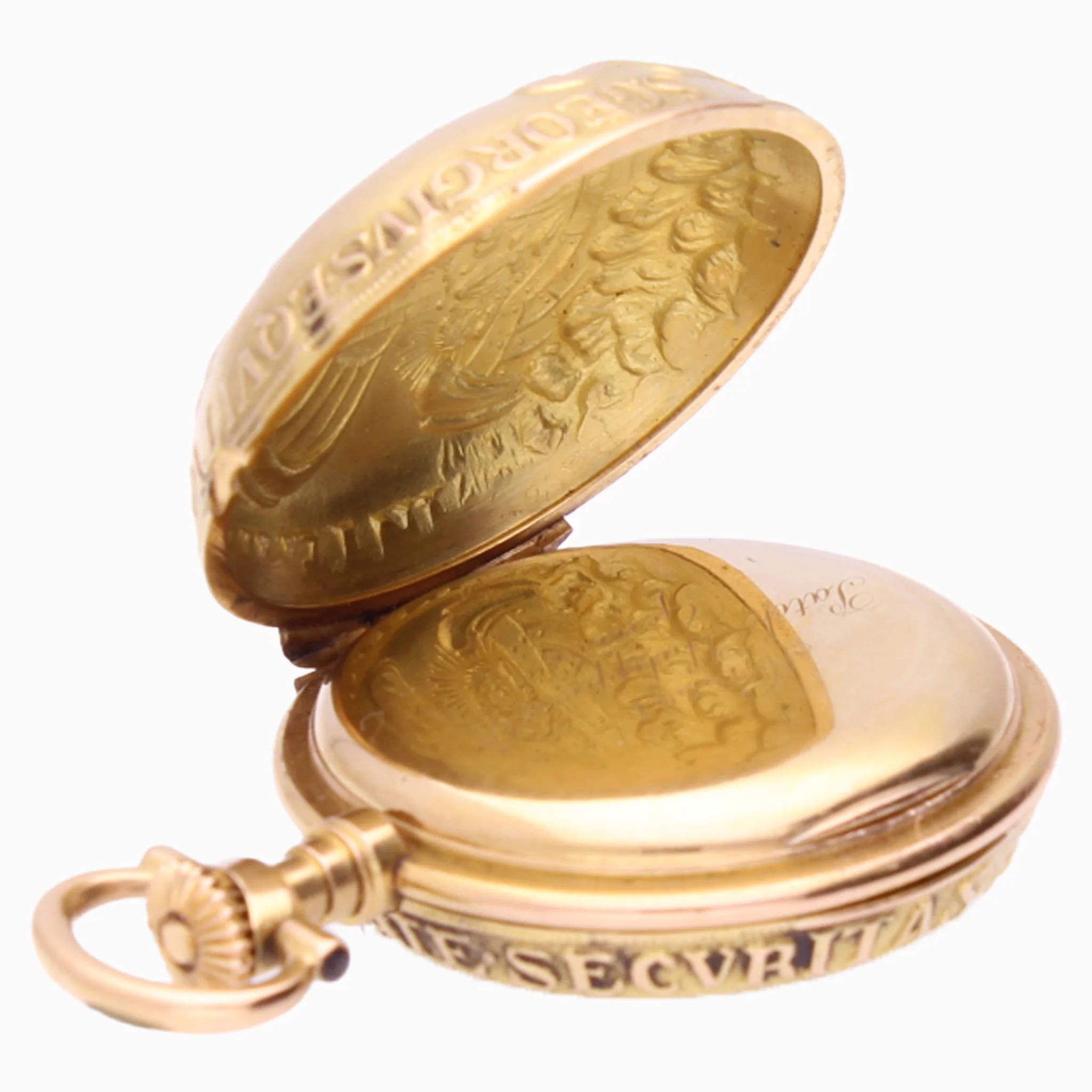 18ct yellow gold Patek Philippe Open face pocket watch with scene of "St.George and the Dragon". Made 1887 - Image 3