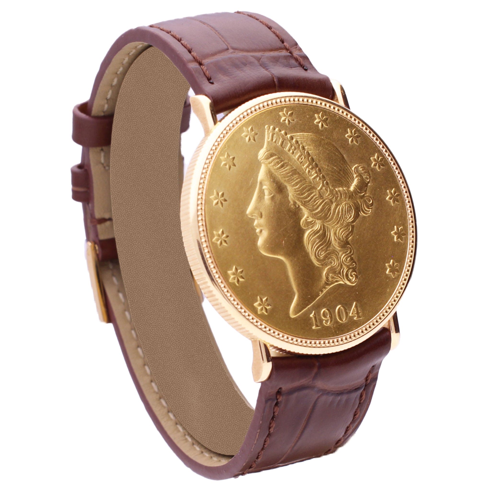 18ct yellow gold Piaget USD $20 coin wristwatch. Made 1995 - Image 3