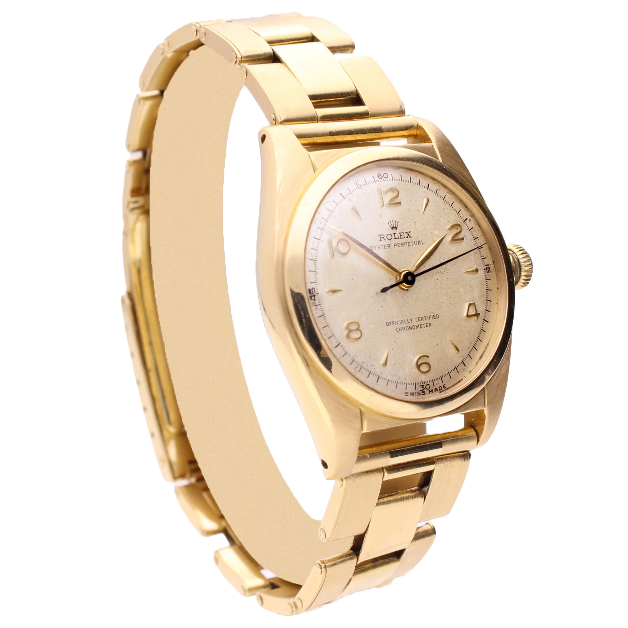 18ct yellow gold Rolex ref. 5050 Oyster perpetual 'Bubble back' wristwatch. Made 1949 - Image 3