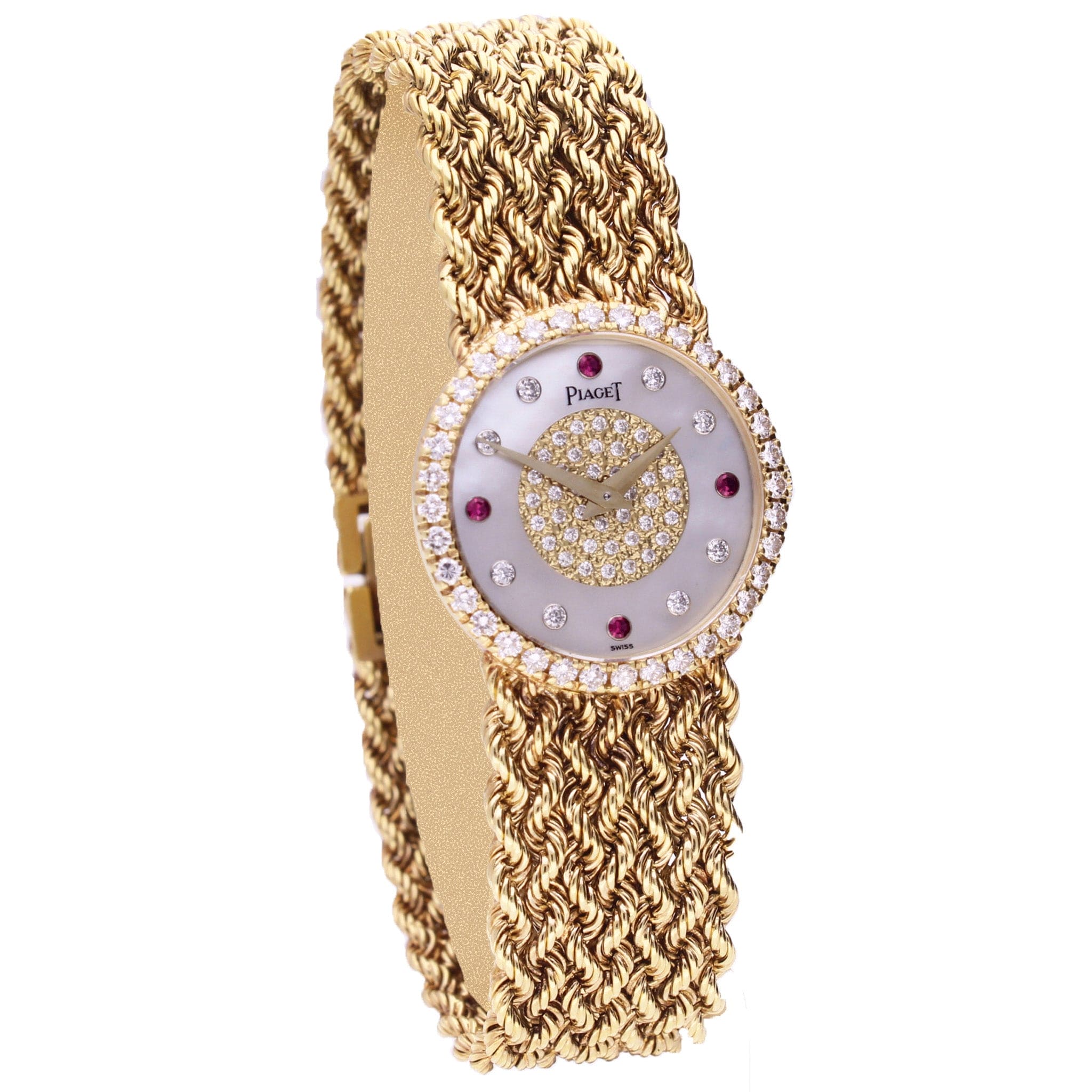 18ct yellow gold Piaget ref. 9706 bracelet watch with mother of pearl dial. Made 1970's - Image 3