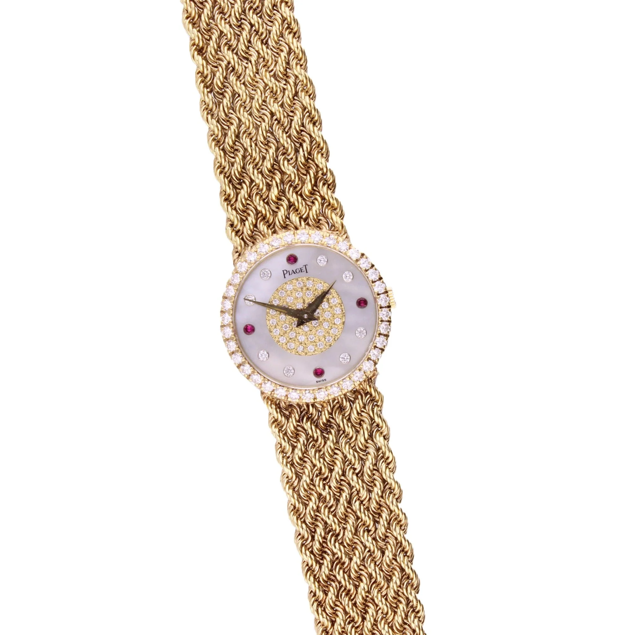 18ct yellow gold Piaget ref. 9706 bracelet watch with mother of pearl dial. Made 1970's - Image 5