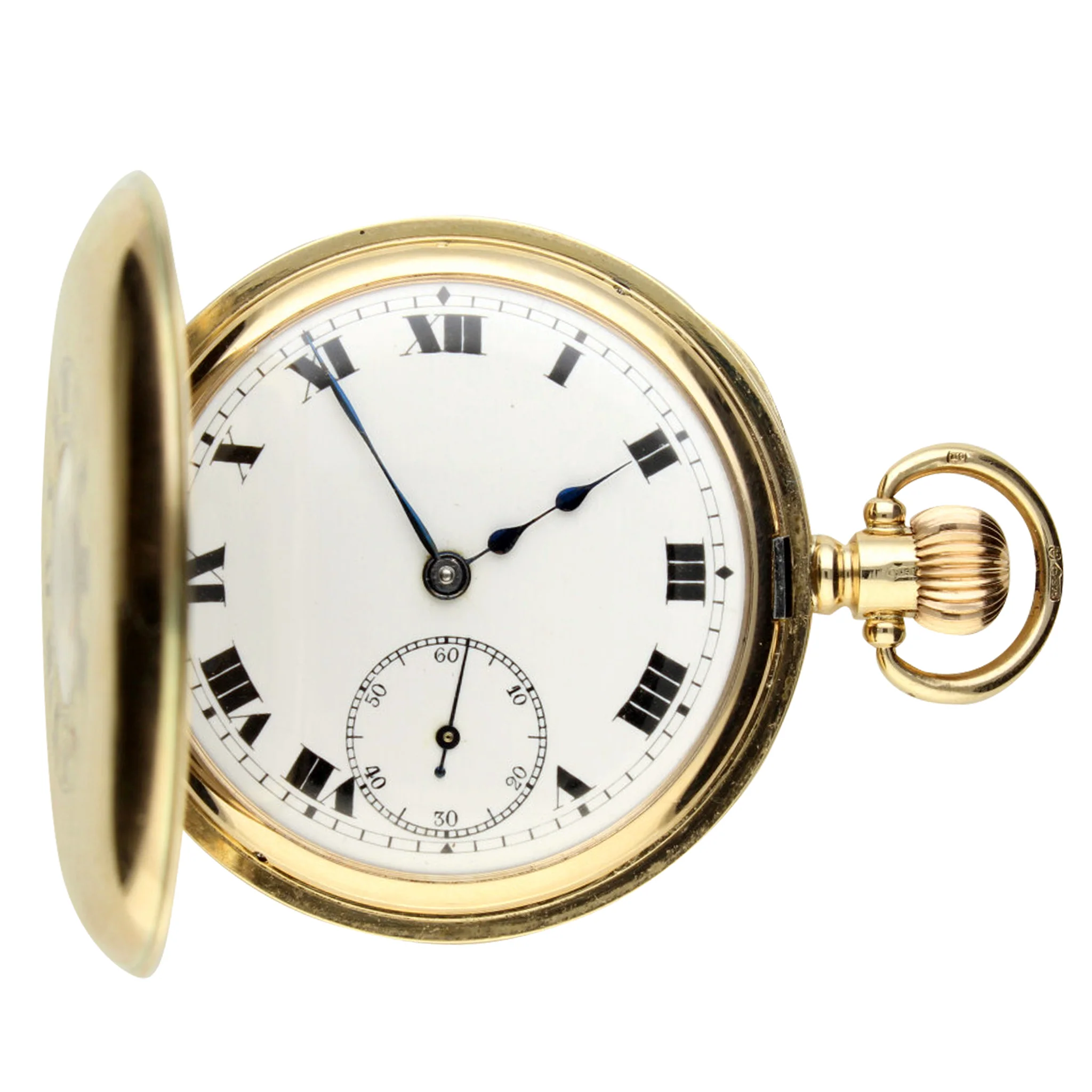 9ct yellow gold half hunter pocket watch. Made 1924 - Image 2