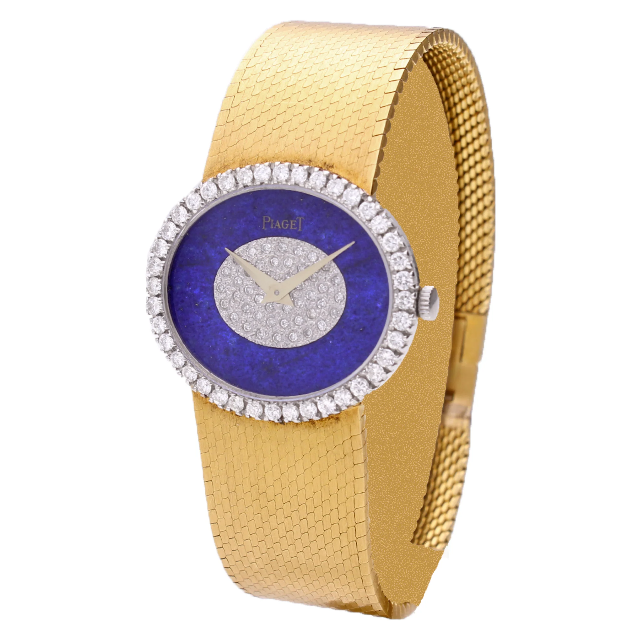 18ct yellow gold Piaget ref. 9806 diamond and lapis lazuli dial bracelet watch. Made 1970 - Image 2
