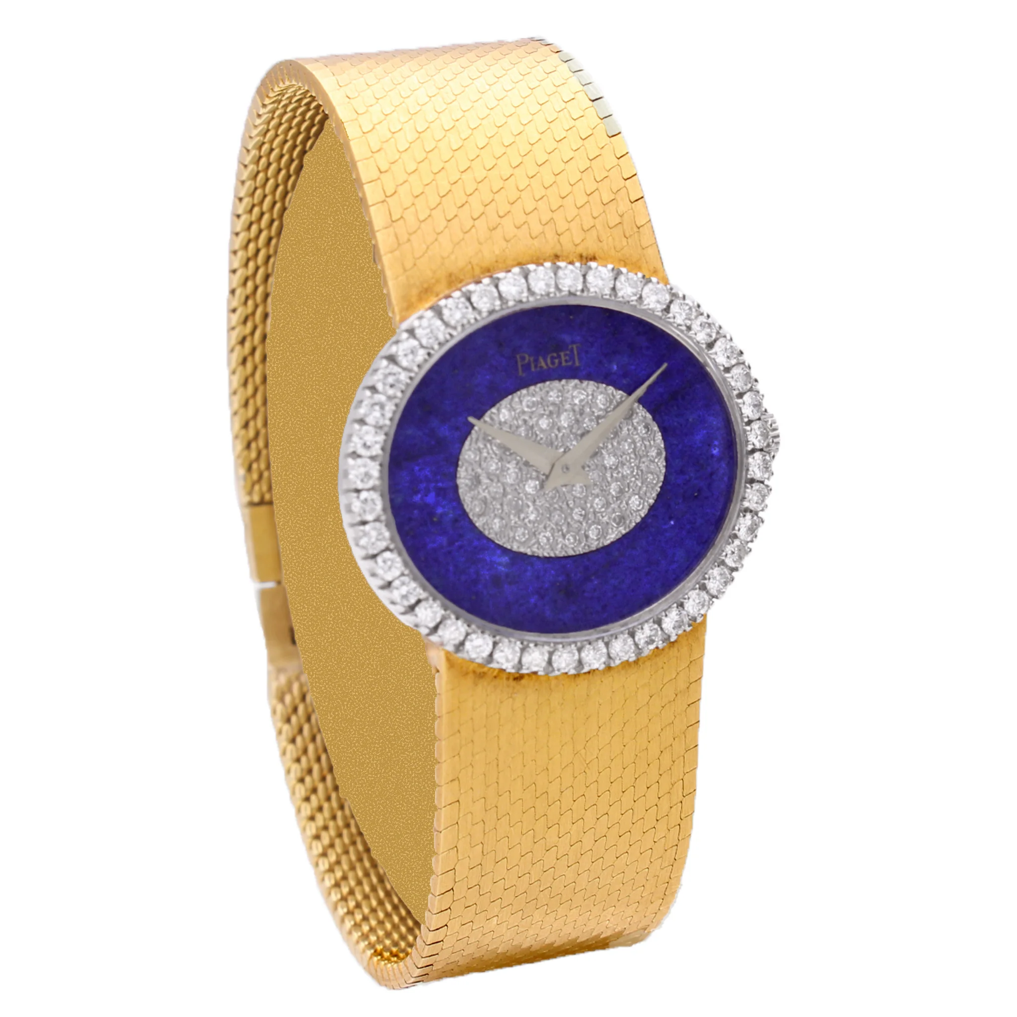 18ct yellow gold Piaget ref. 9806 diamond and lapis lazuli dial bracelet watch. Made 1970 - Image 3