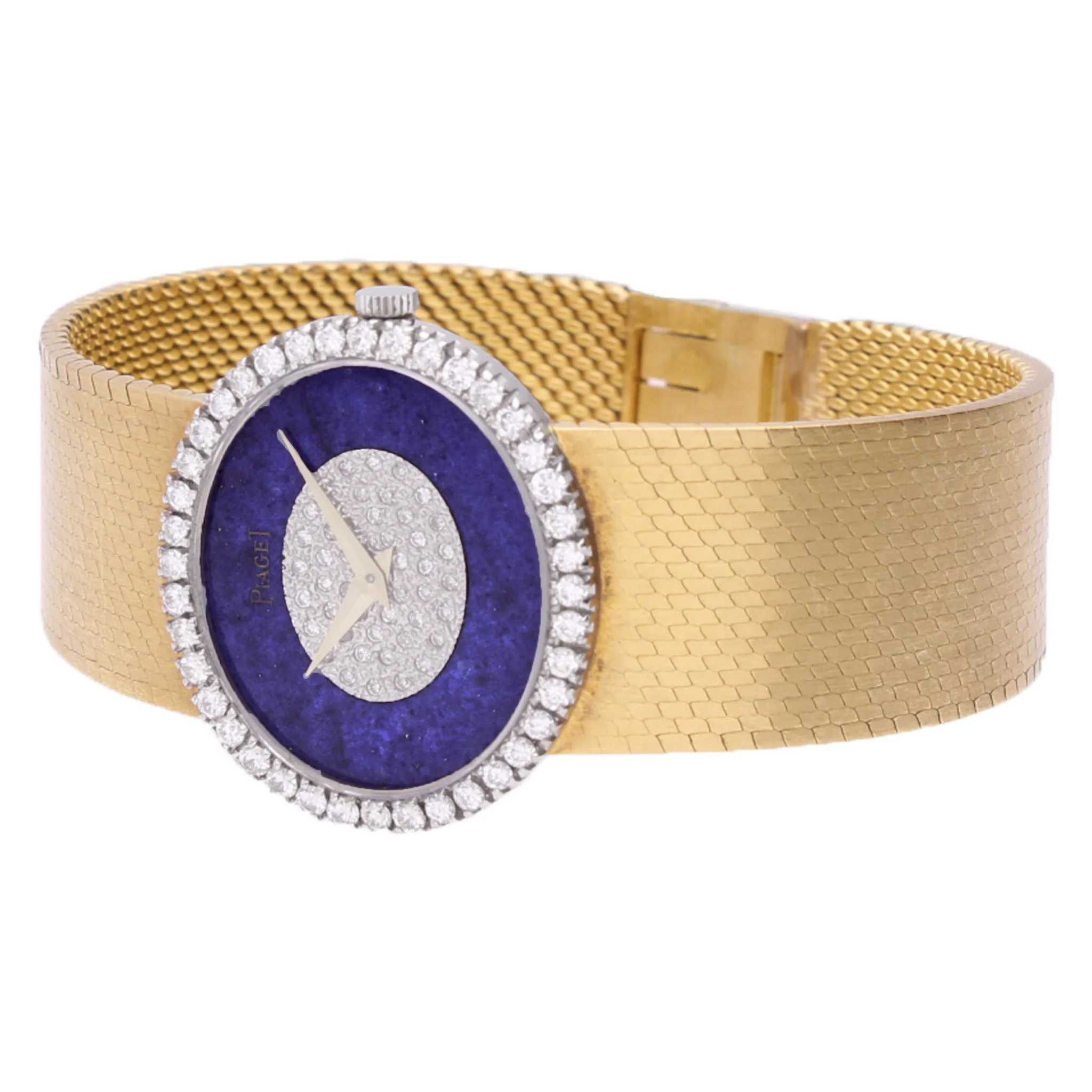 18ct yellow gold Piaget ref. 9806 diamond and lapis lazuli dial bracelet watch. Made 1970 - Image 5