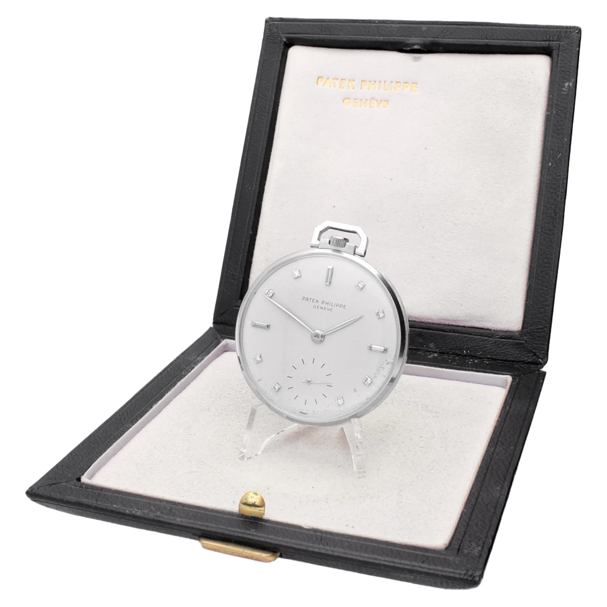 Platinum Patek Philippe pocketwatch with diamond set hour markers. Made 1962 - Image 3