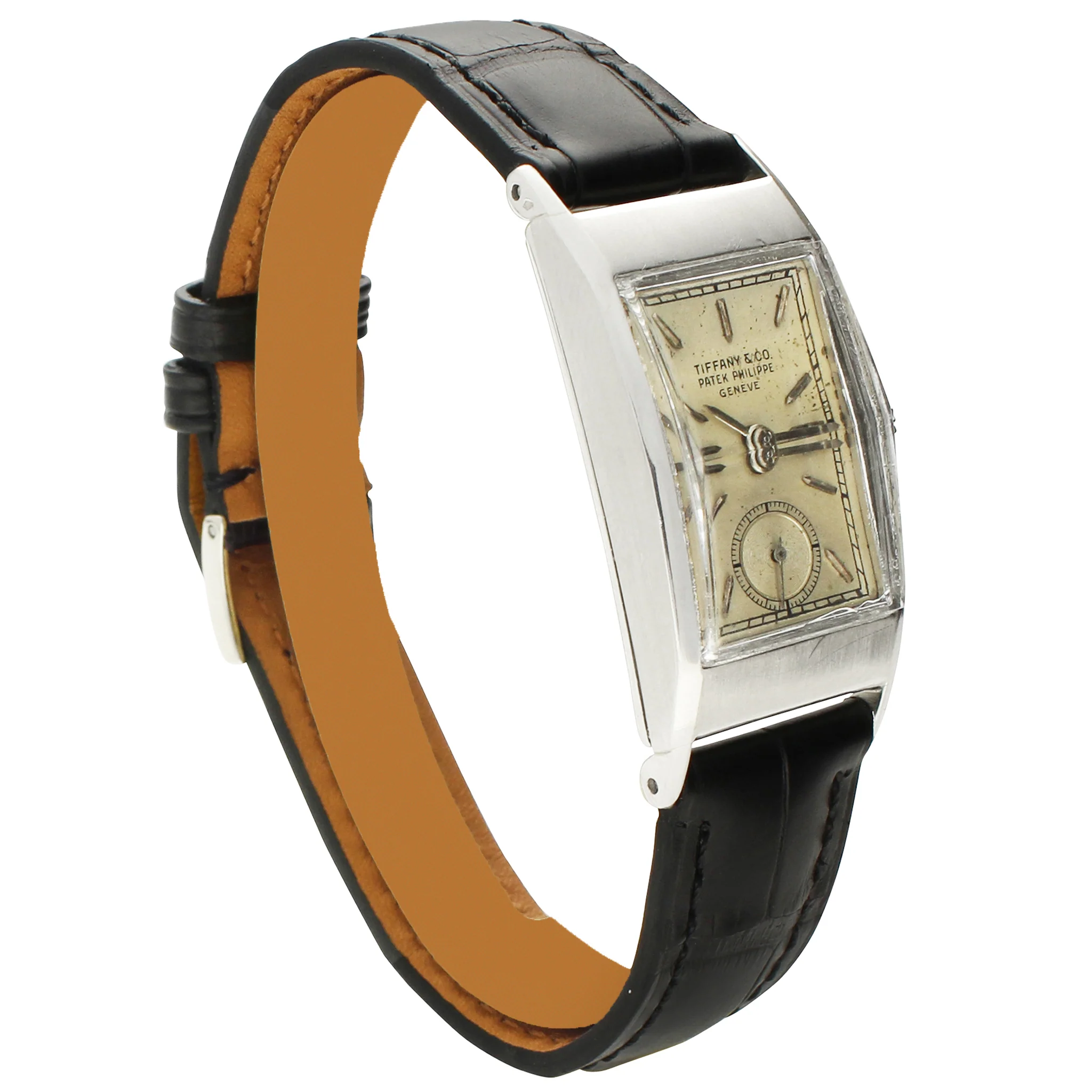 Platinum Patek Philippe ref. 425 wristwatch, retailed by TIFFANY & CO. Made 1948 - Image 3