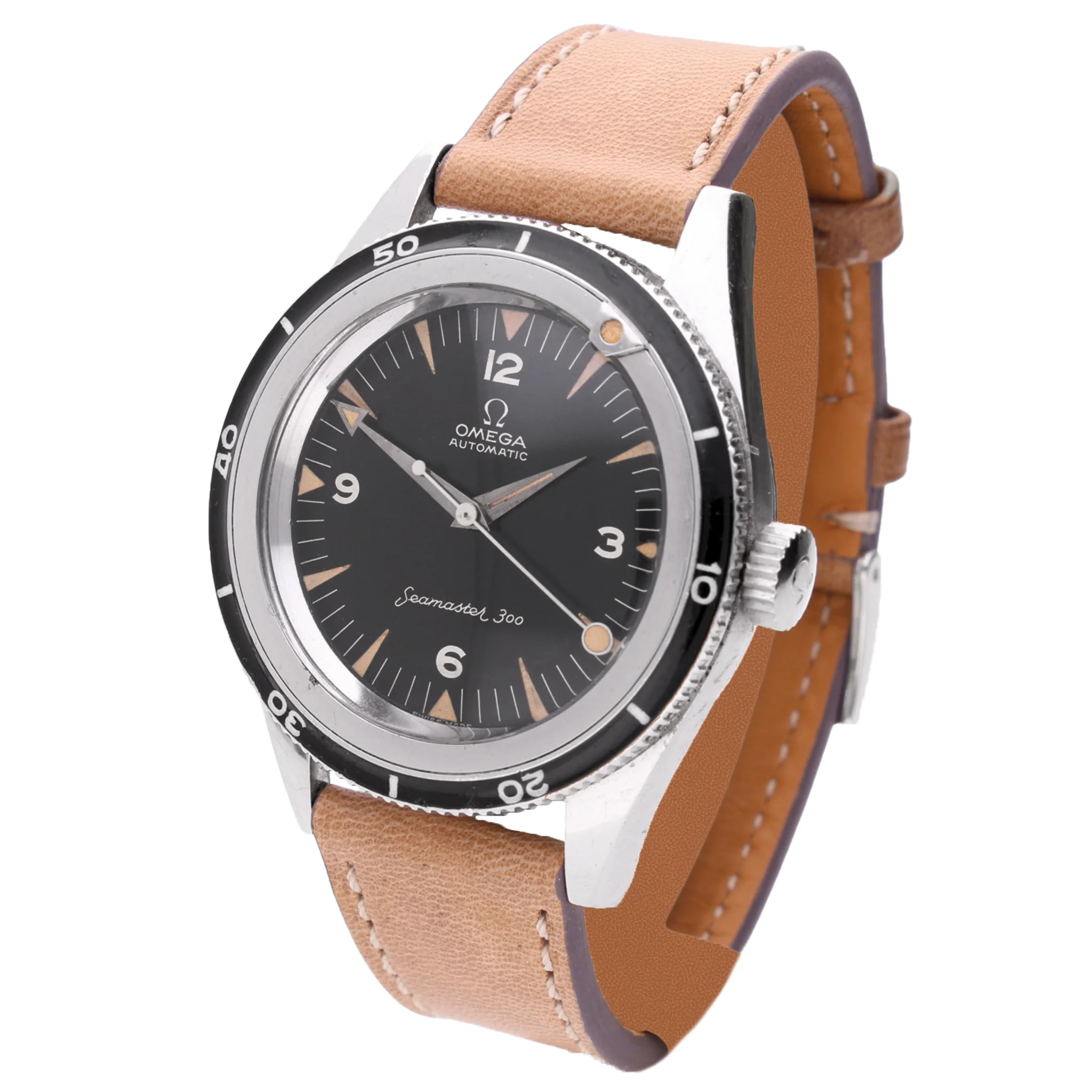 Stainless steel OMEGA 1st Generation Seamaster 300 automatic wristwatch (Enamel bezel). Made 1961 - Image 2