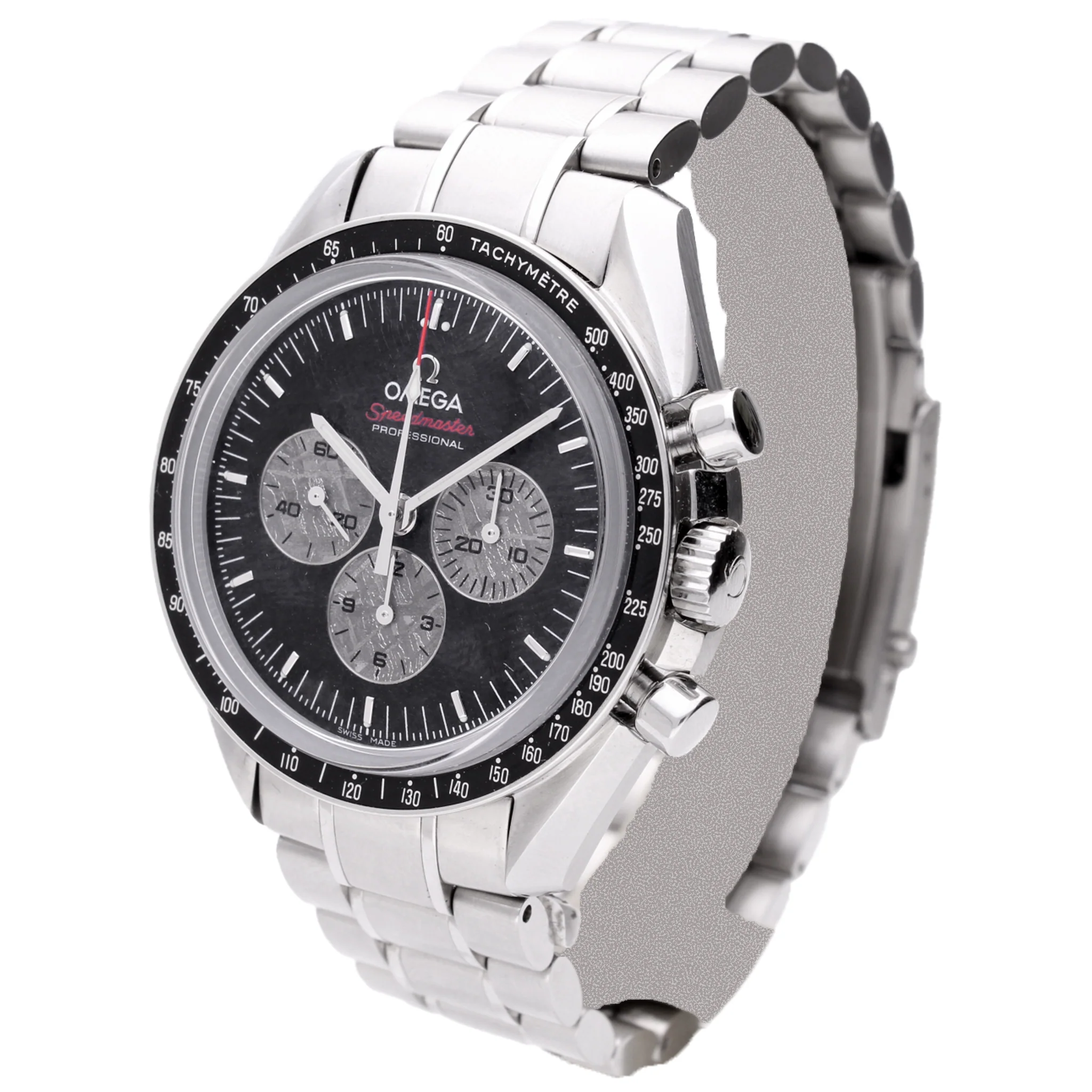 Stainless steel OMEGA 'Apollo Soyuz' Speedmaster wristwatch with meteorite dial (Limited edition 1933/1975). Made 2011 - Image 2
