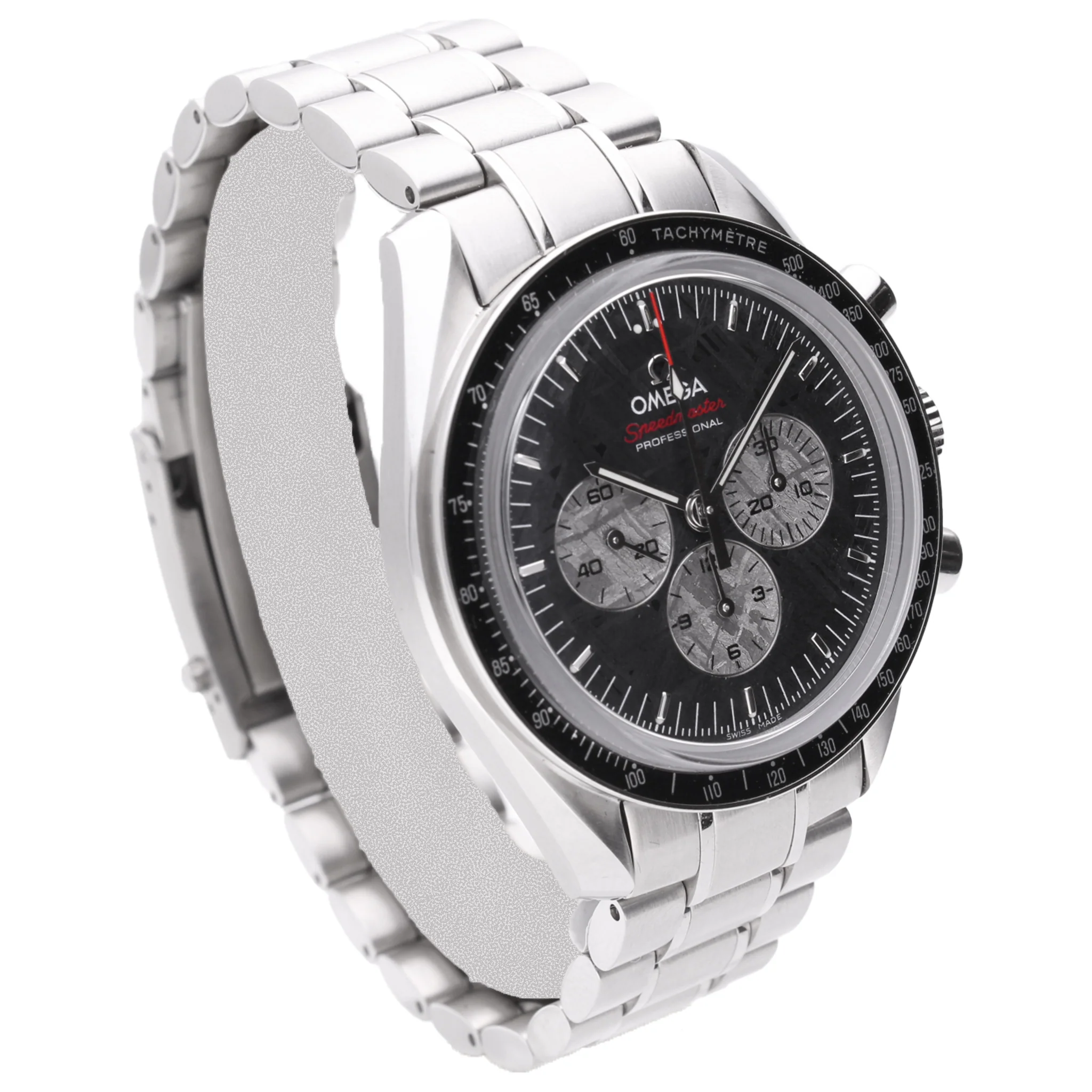 Stainless steel OMEGA 'Apollo Soyuz' Speedmaster wristwatch with meteorite dial (Limited edition 1933/1975). Made 2011 - Image 3