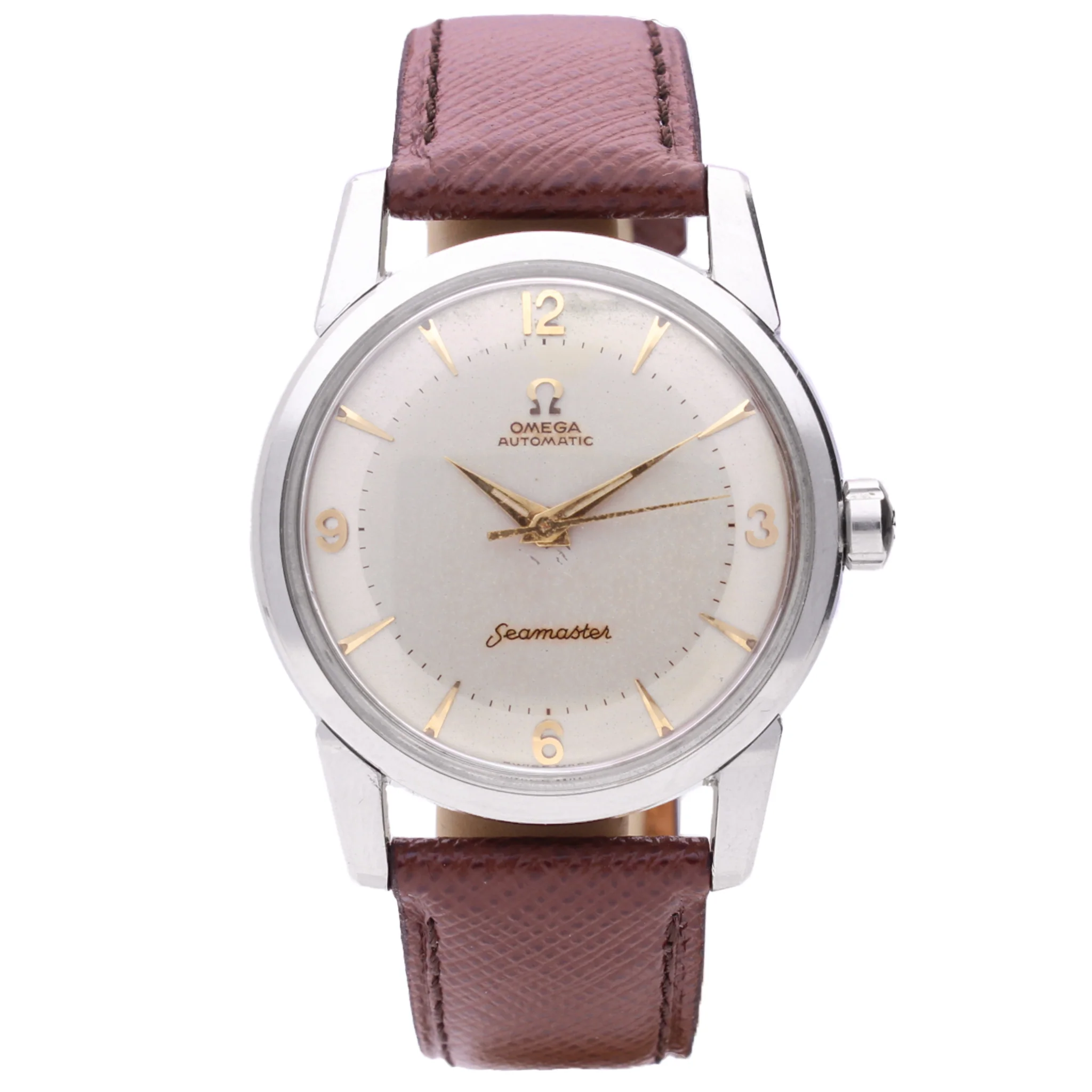 Stainless steel OMEGA 'bumper' automatic wristwatch. Made 1963