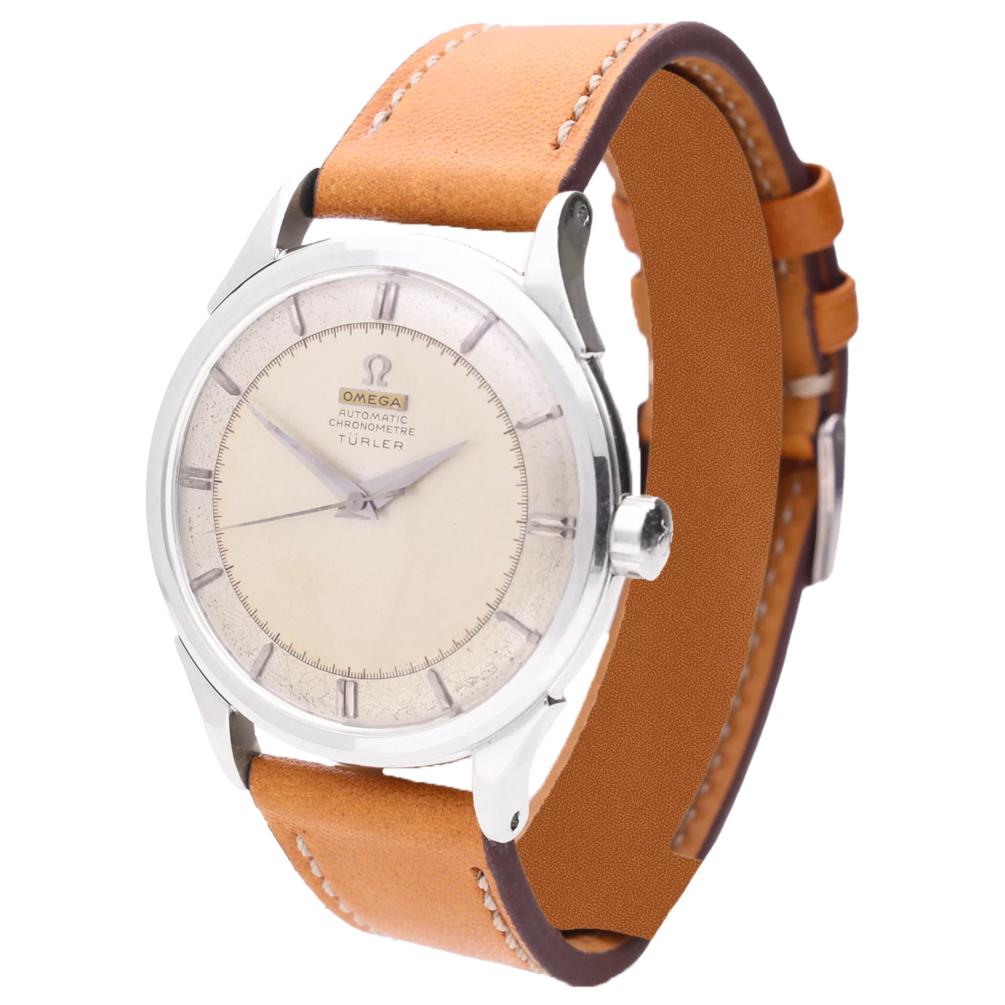 Stainless steel OMEGA Chronomètre automatic wristwatch, retailed by TÜRLER. Made 1952 - Image 2