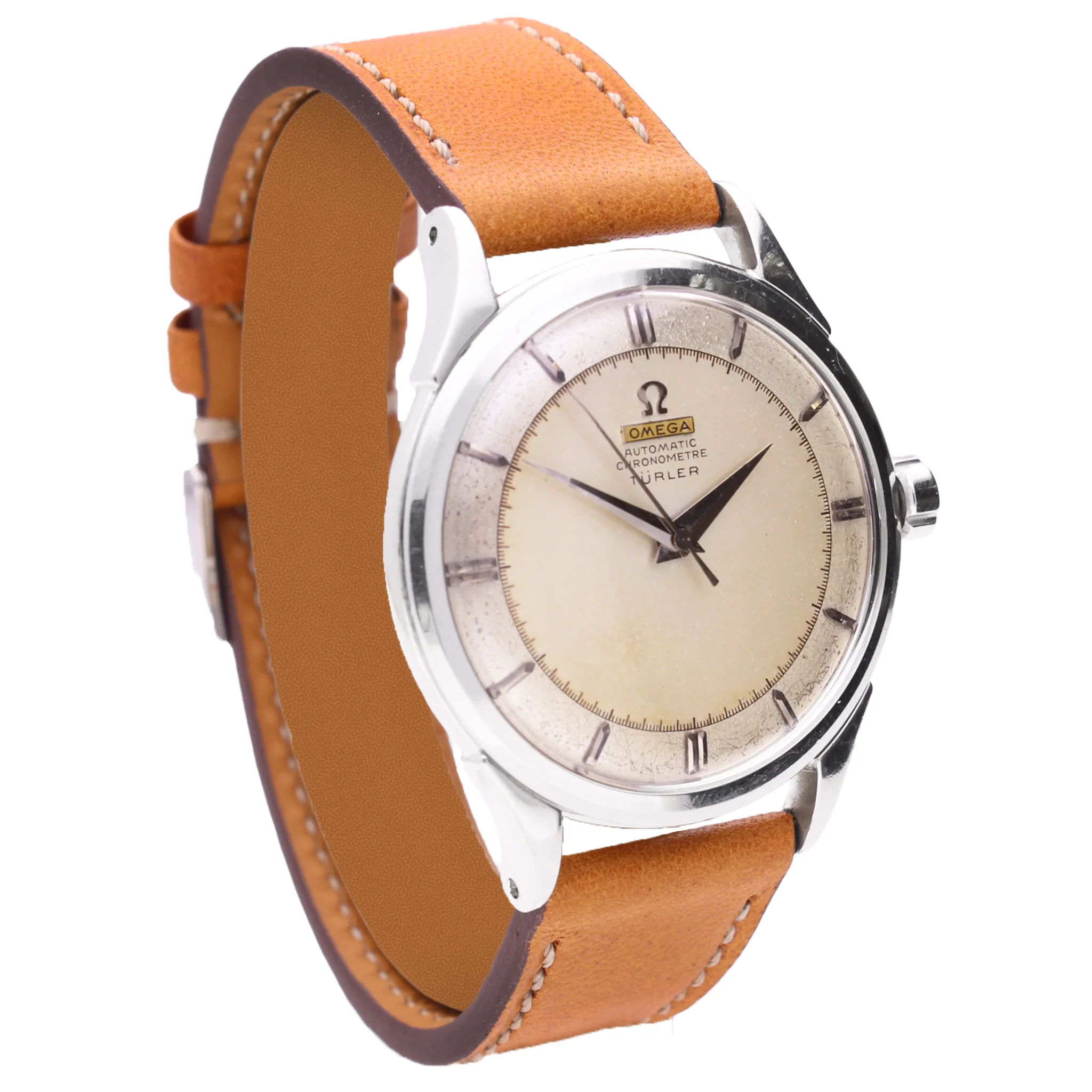 Stainless steel OMEGA Chronomètre automatic wristwatch, retailed by TÜRLER. Made 1952 - Image 3