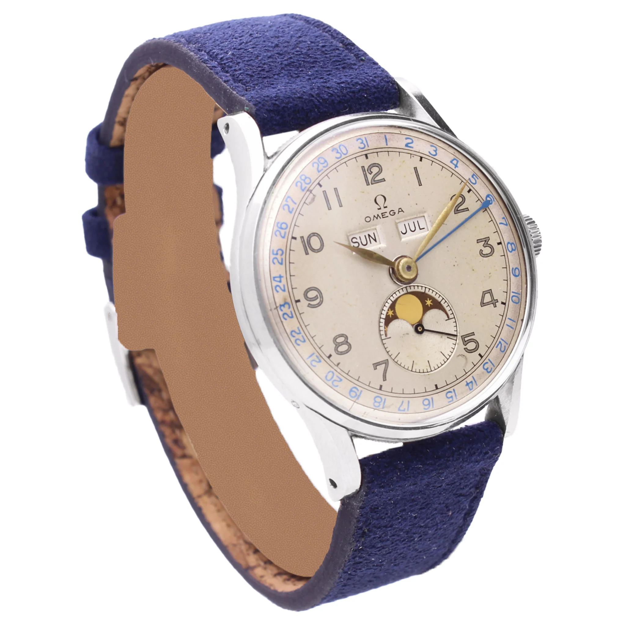 Stainless steel OMEGA Cosmic Triple Date Calendar wristwatch. Made 1948 - Image 3