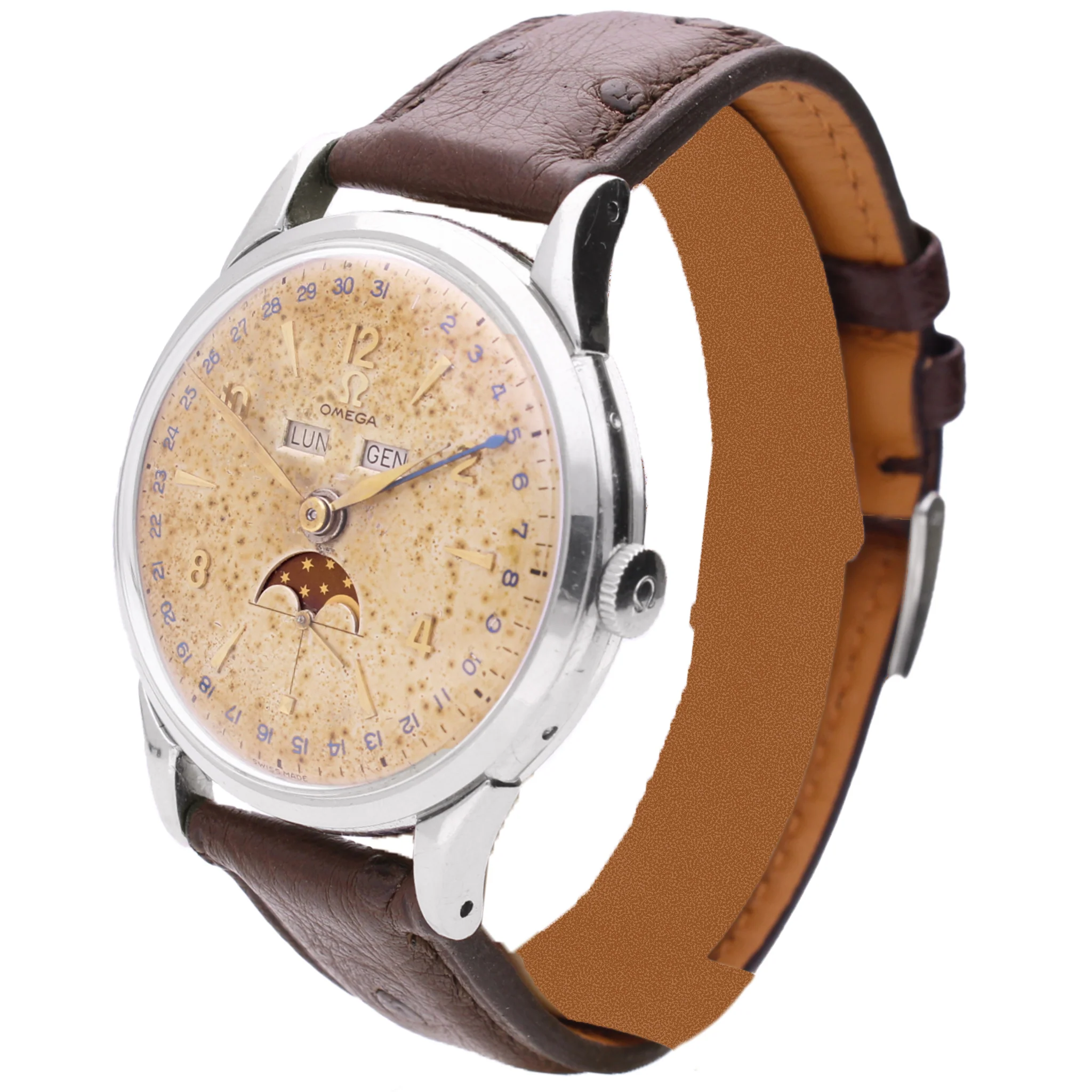 Stainless steel OMEGA Cosmic Triple Date Calendar wristwatch. Made 1950 - Image 2