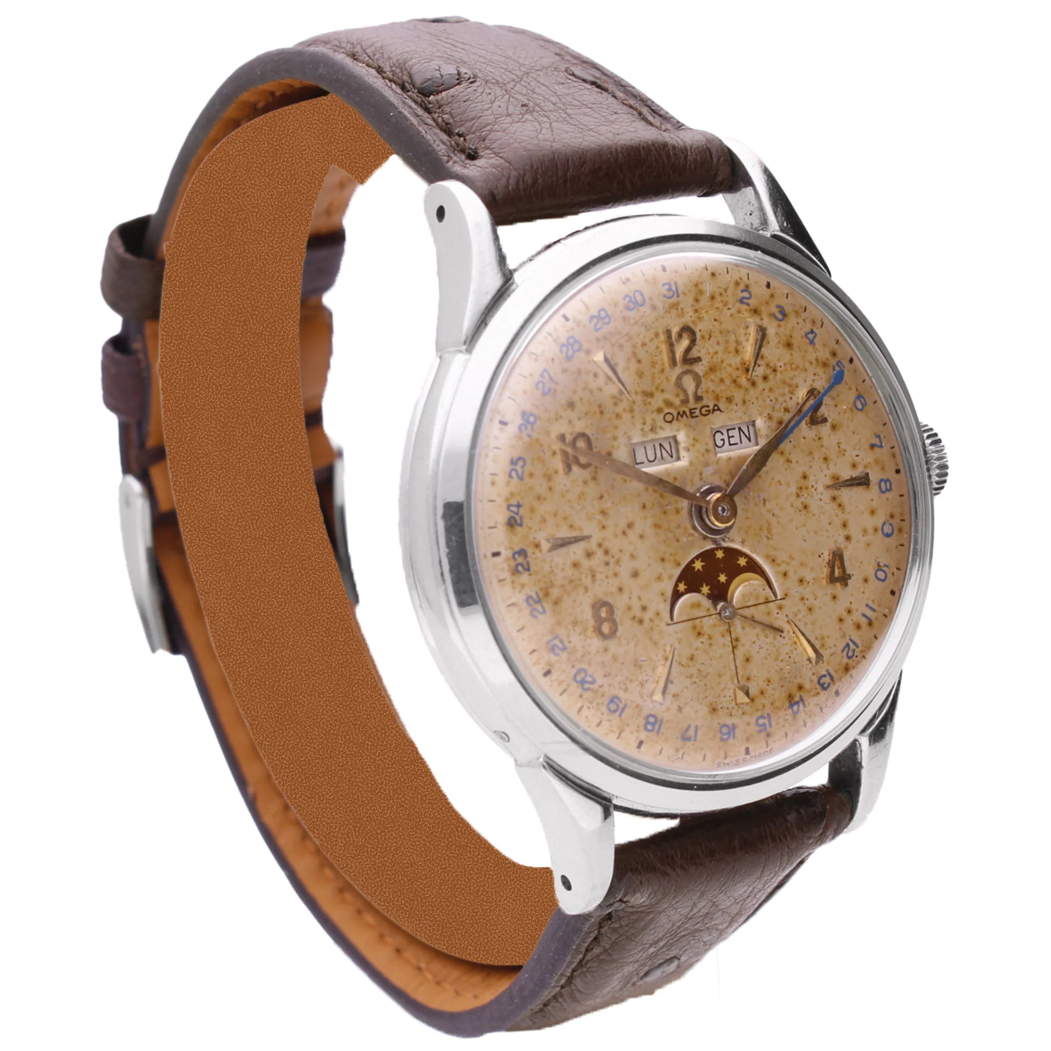 Stainless steel OMEGA Cosmic Triple Date Calendar wristwatch. Made 1950 - Image 3
