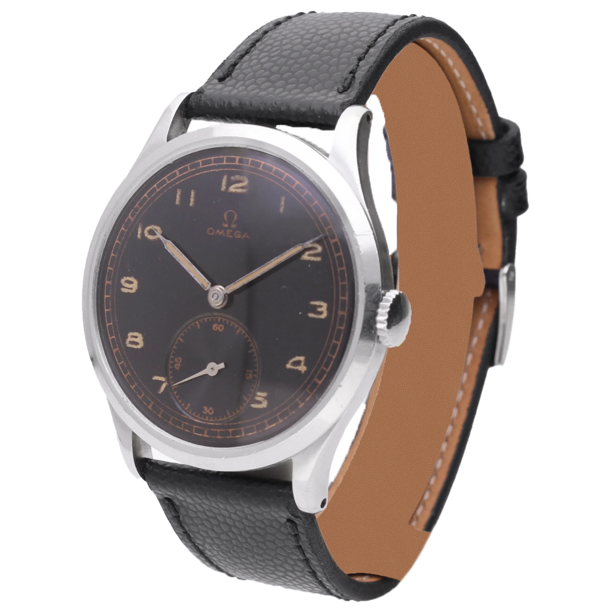 Stainless steel OMEGA dress watch with black dial. Made 1941 - Image 2