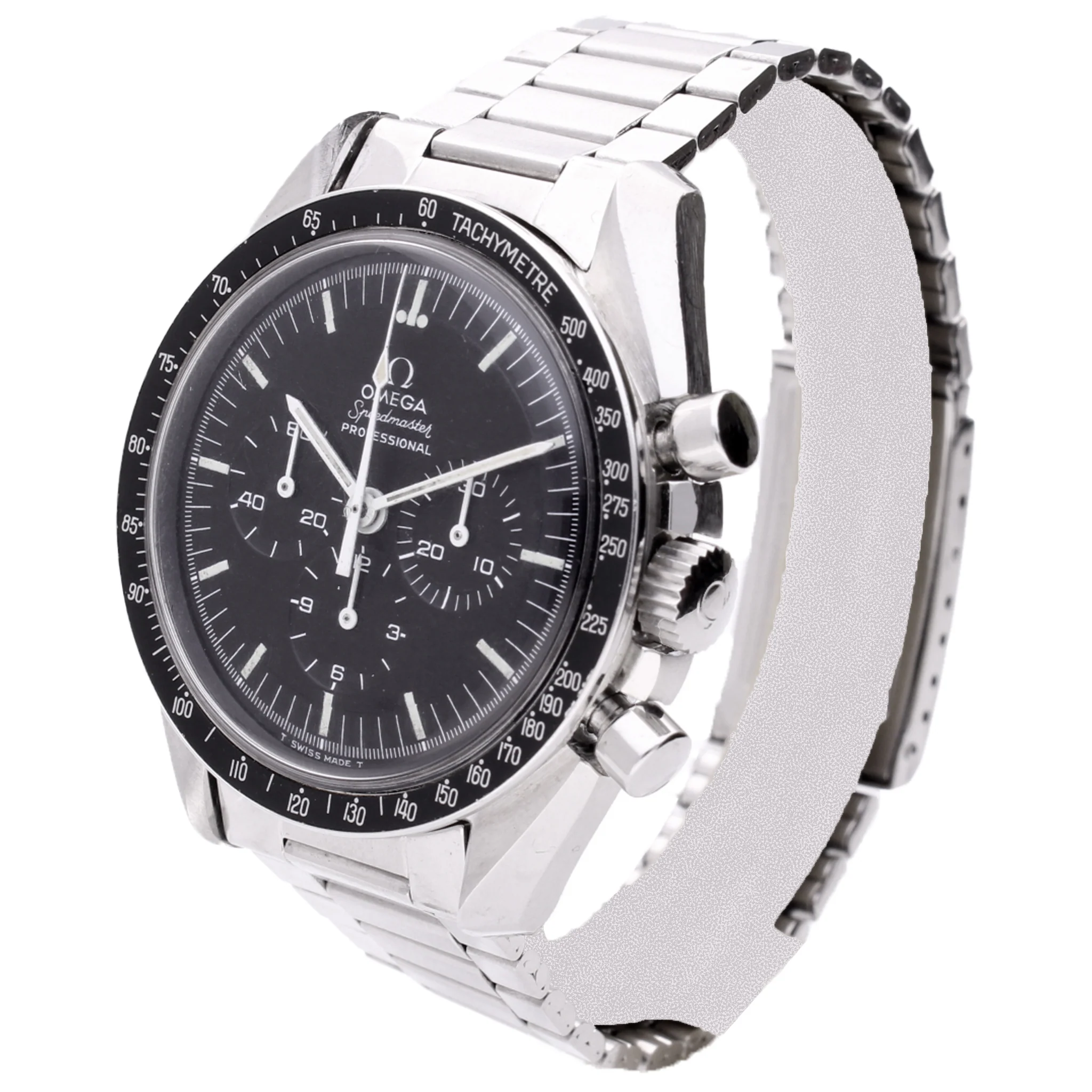 Stainless steel OMEGA ref. 145.022 Speedmaster Professional chronograph wristwatch with 'Straight case writing'. Made 1971 - Image 2
