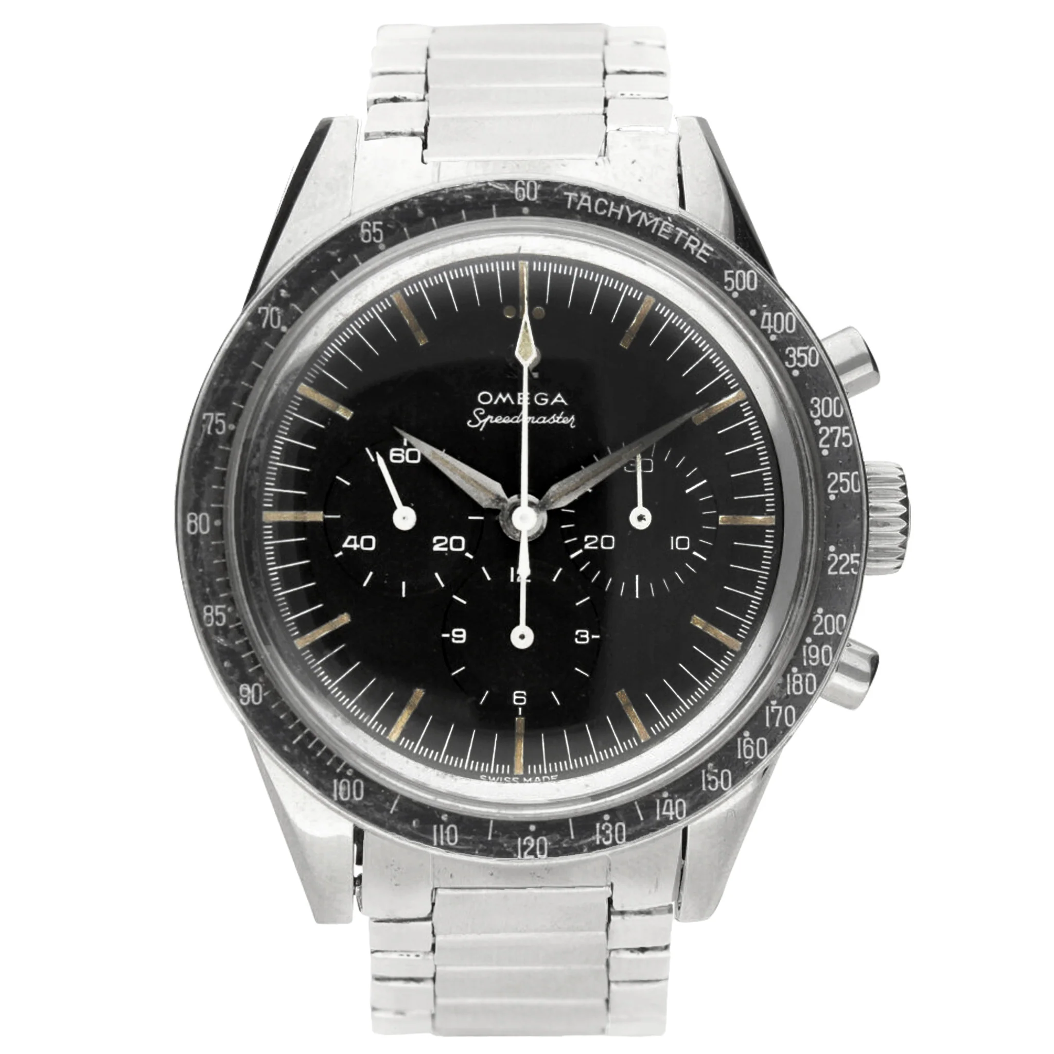 Stainless steel OMEGA ref. 105.002-62 Speedmaster wristwatch. Made 1963