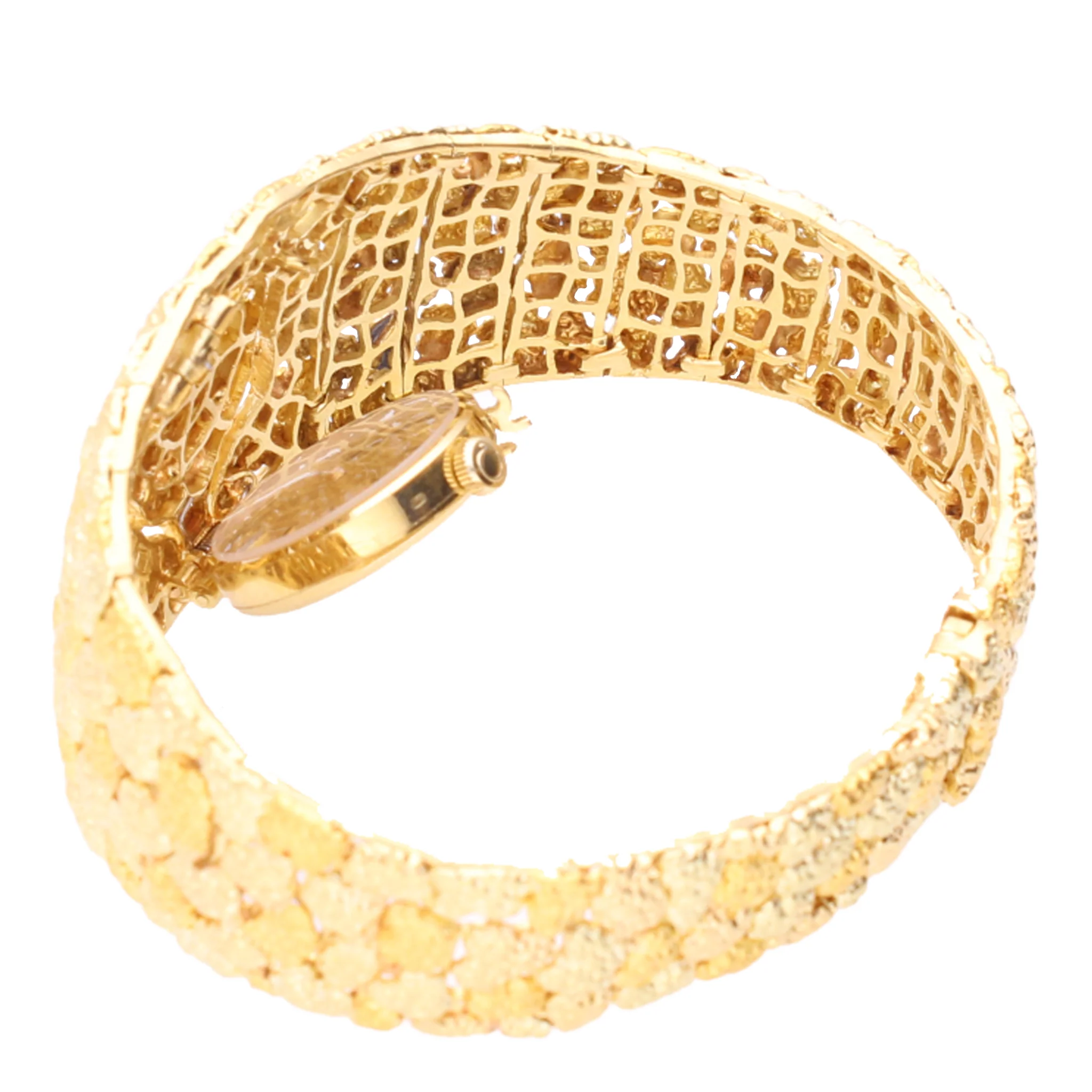 18ct yellow gold Gilbert Albert Rocaille d'Or bracelet watch. Made 1968 - Image 4